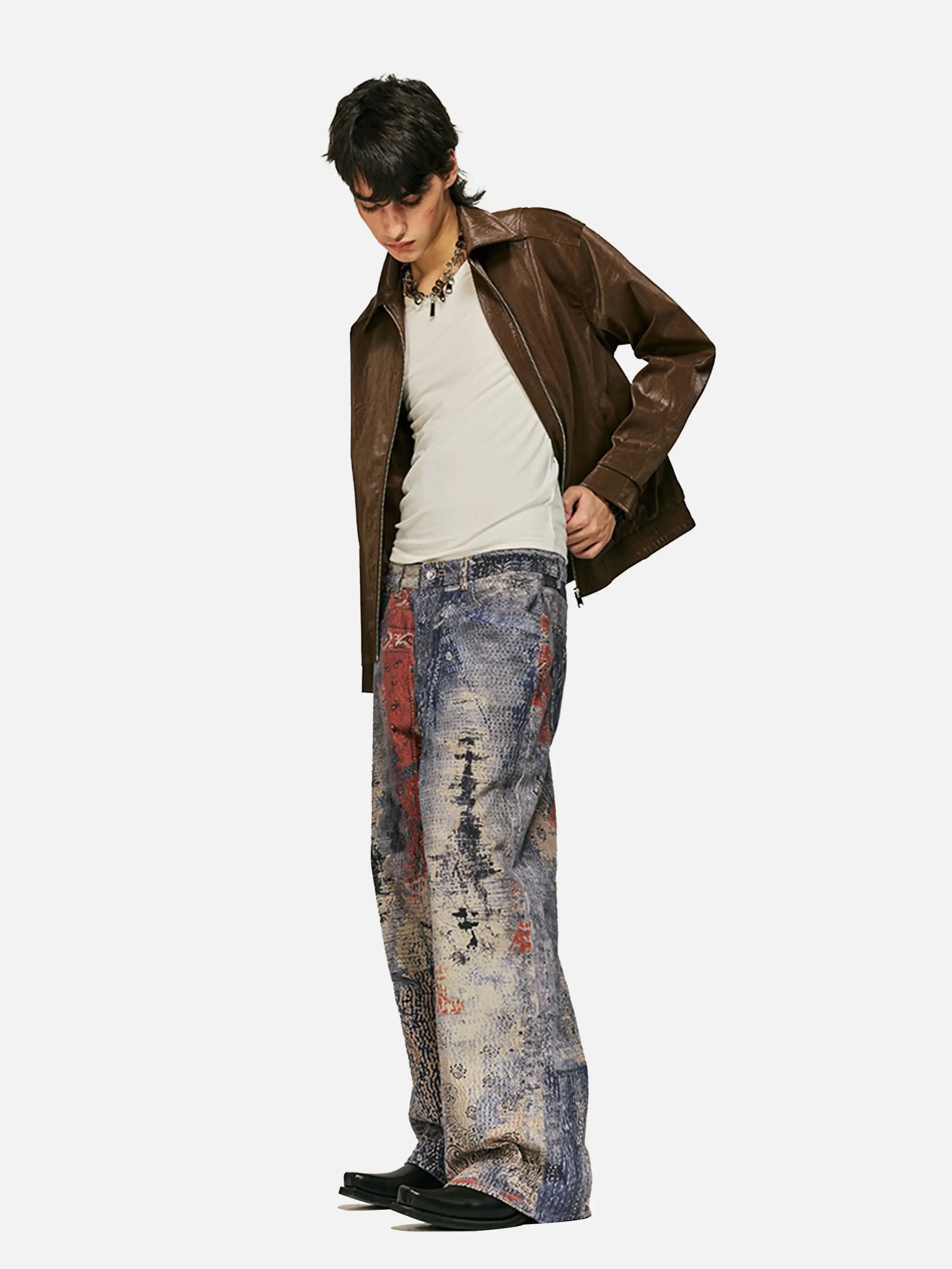 Cashew Flower Digital Printed Imitation Jeans