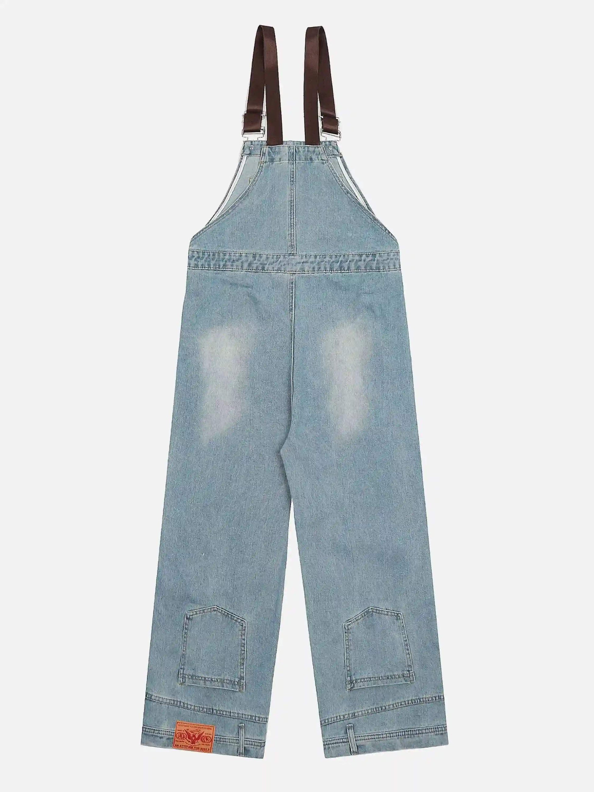 Disguisen Reverse Stitching Overalls Wide-Leg Denim Jeans