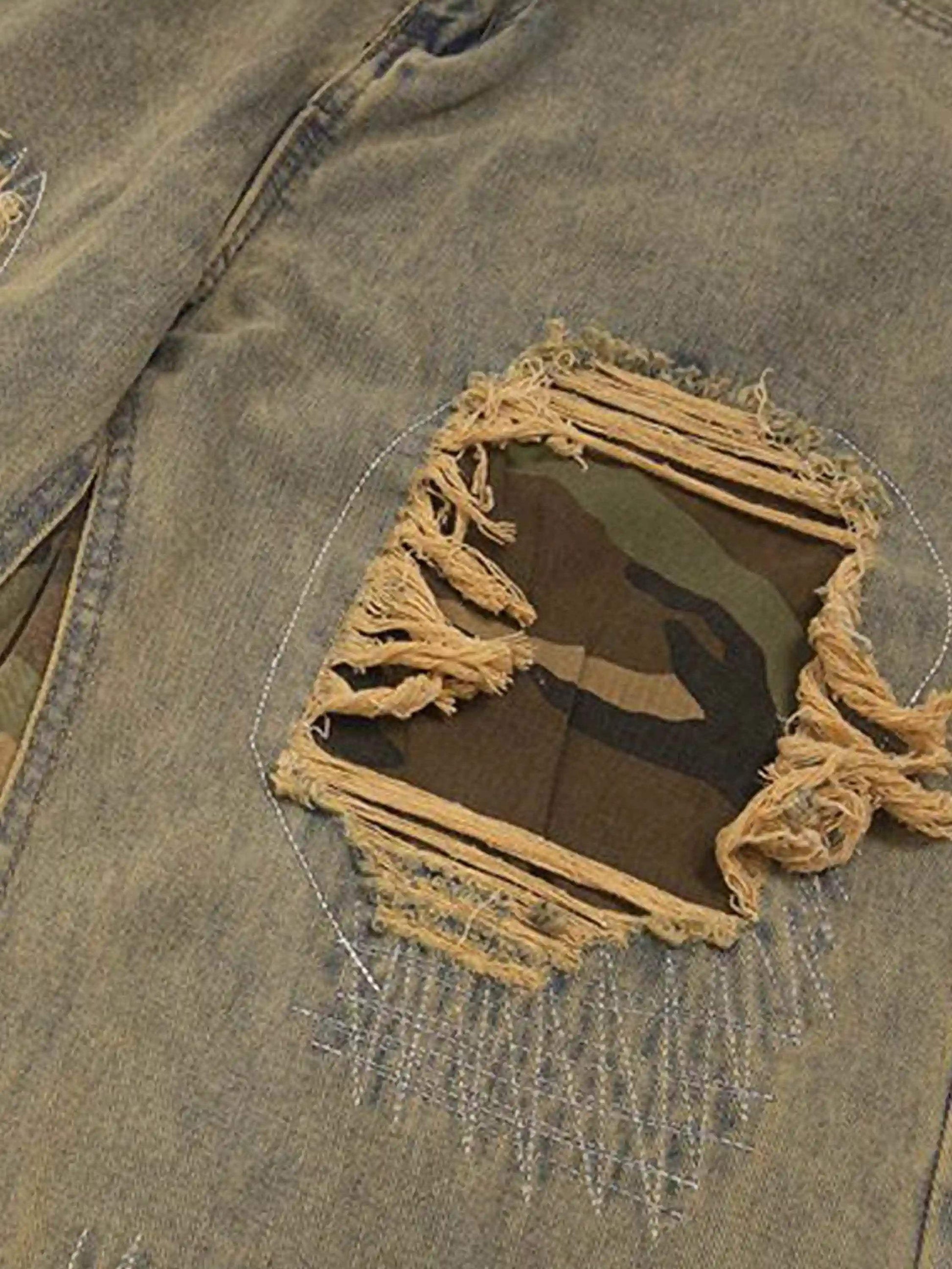 Disguisen Retro Patchwork Camouflage Flared Jeans