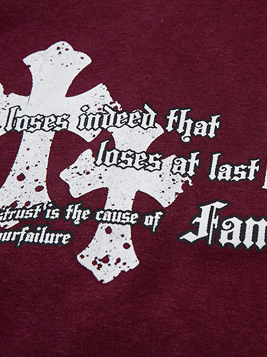 Vintage Cross Print Washed Hoodie