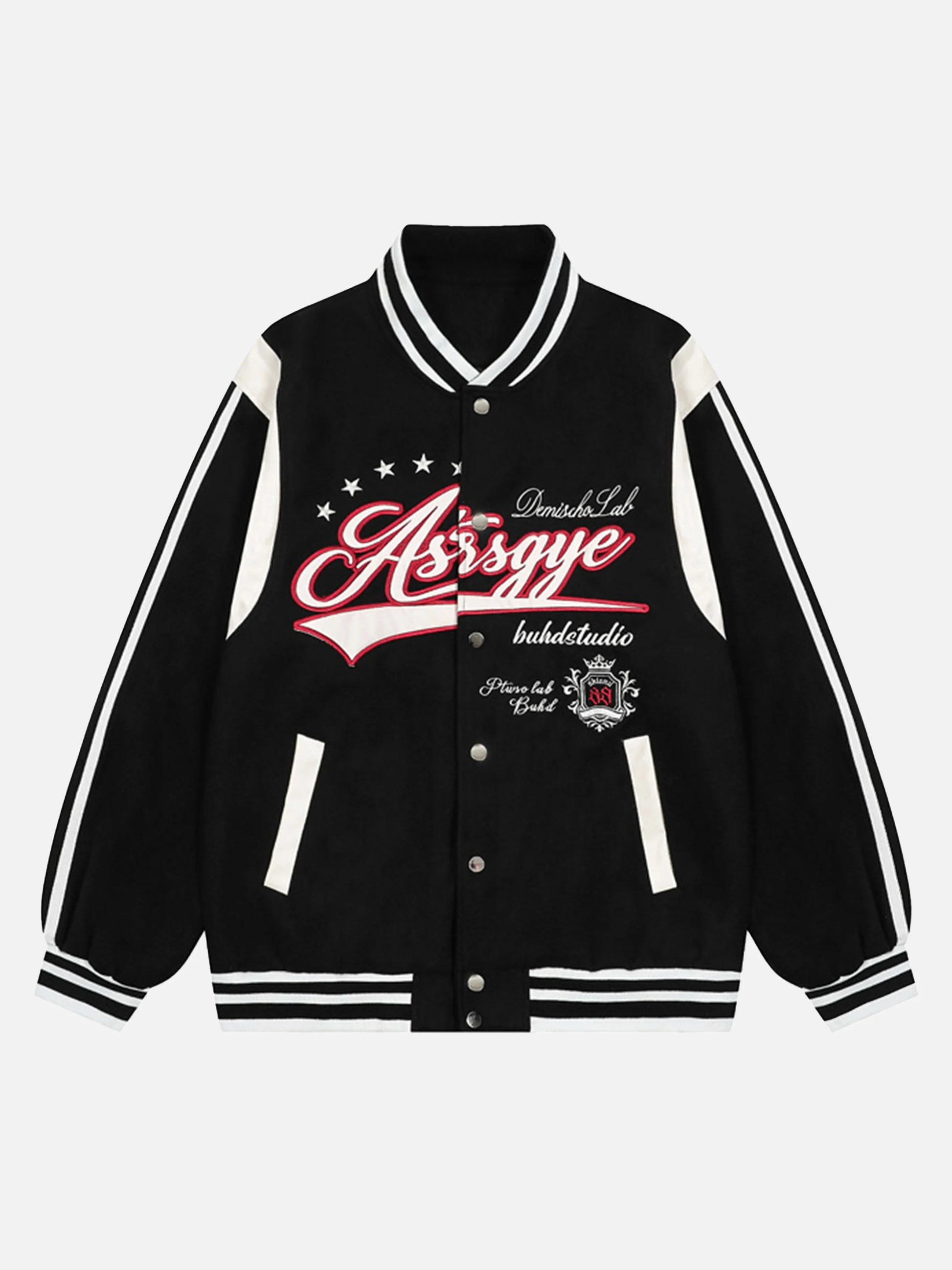 Patchwork Contrast Embroidered Baseball Jacket