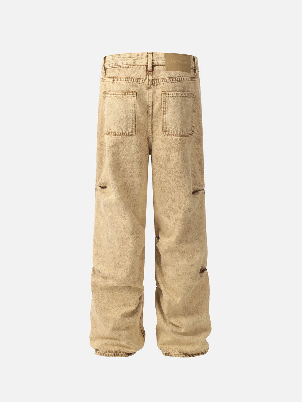 Vintage Washed Pleated Straight Jeans