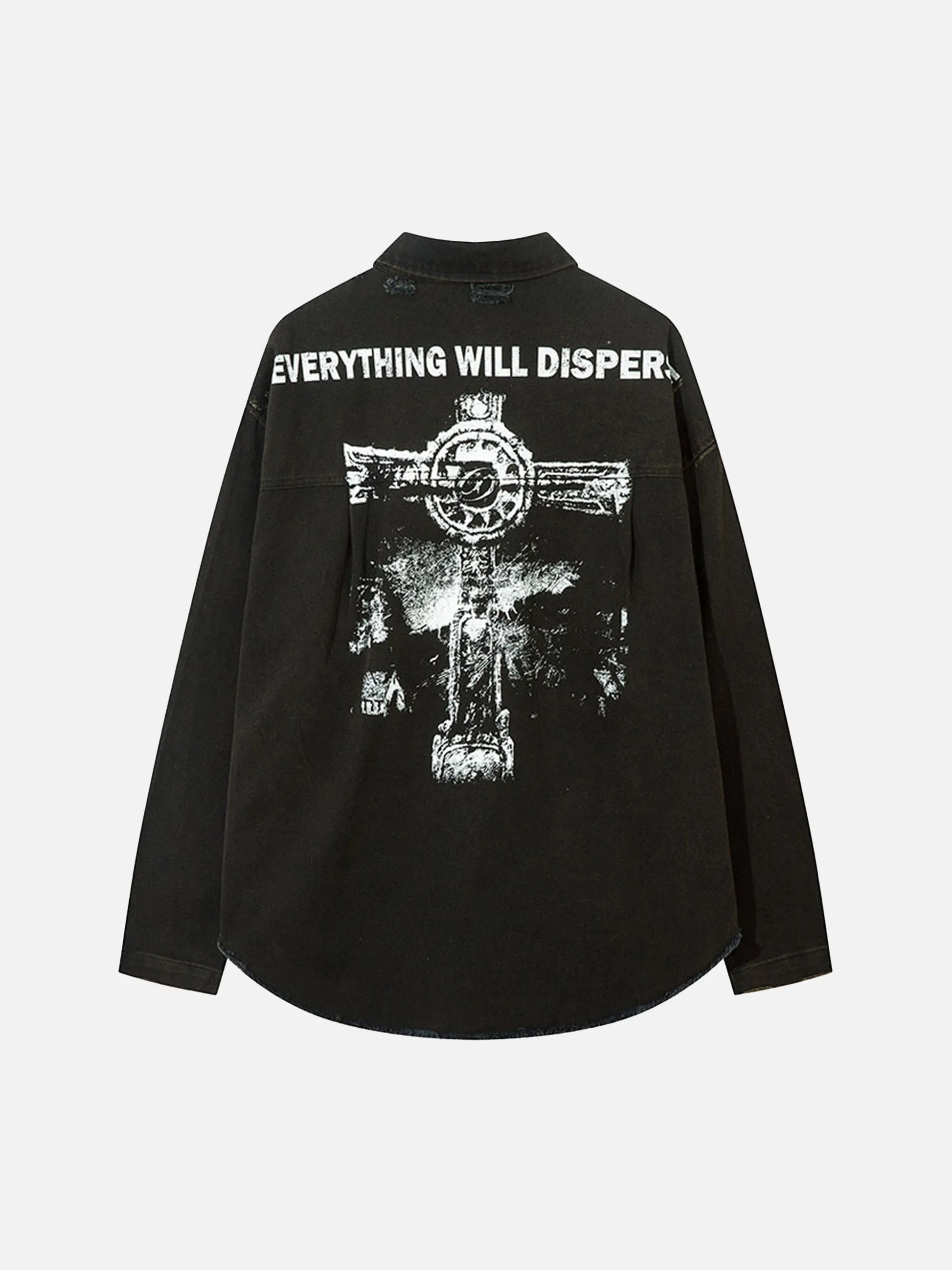 Disguisen American Retro Raw Edge Cross Long Sleeve Shirt