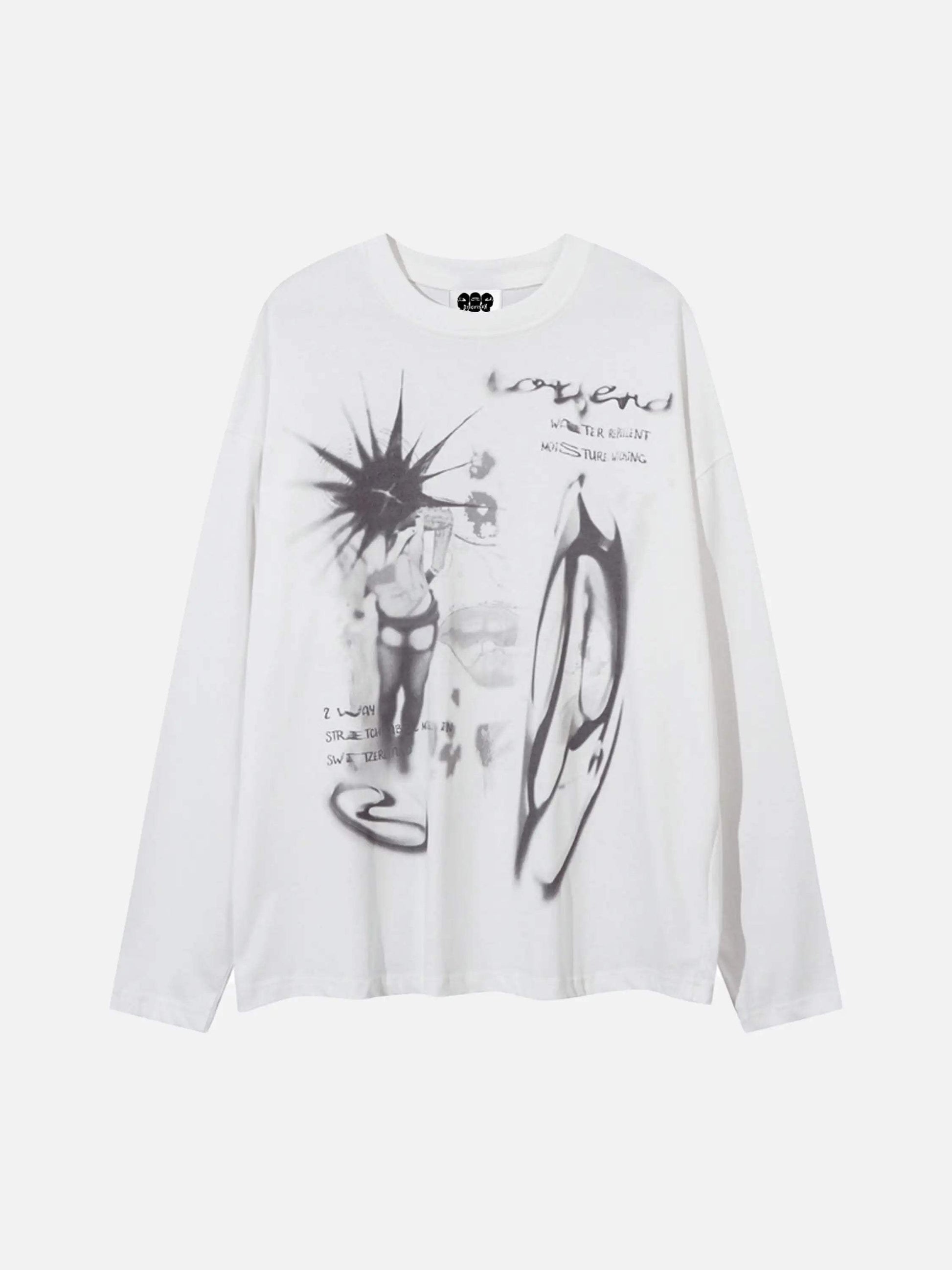 Disguisen American Style Abstract Graffiti Long Sleeve T-Shirt