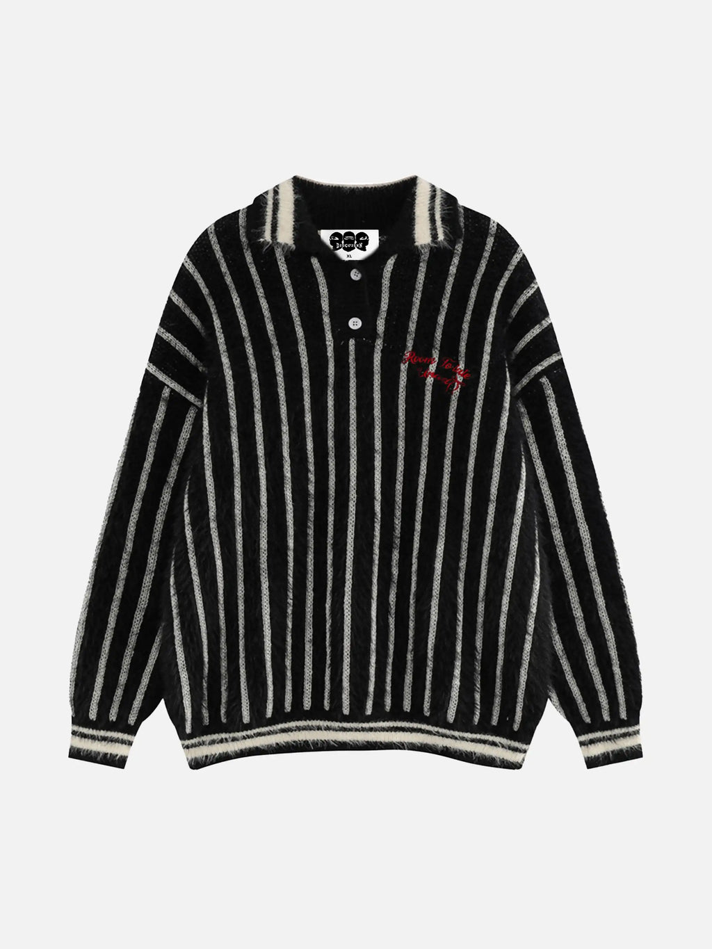 Disguisen Mohair Polo Collar Stripe Sweater