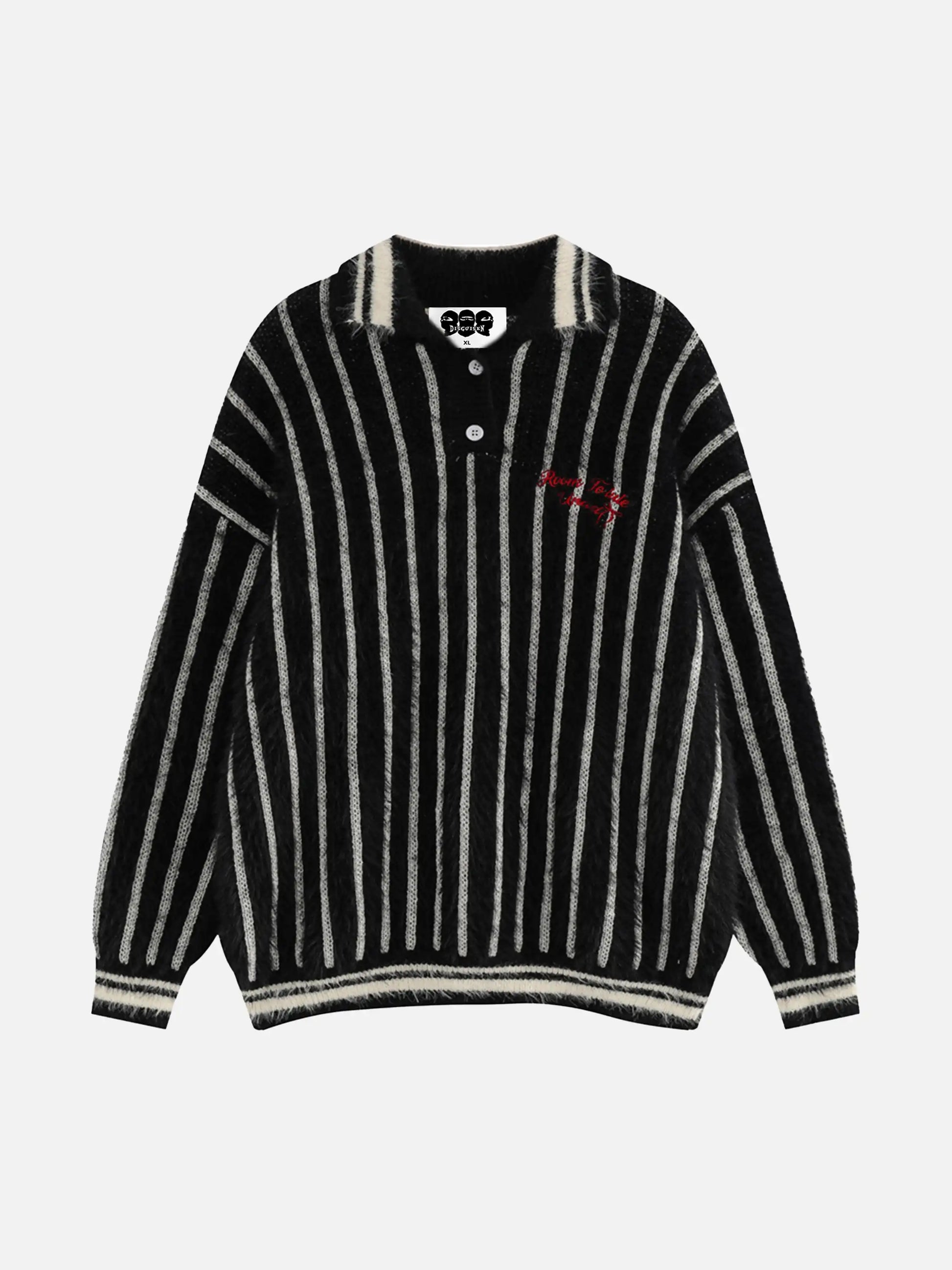 Maglione a righe con colletto polo in mohair Disguisen