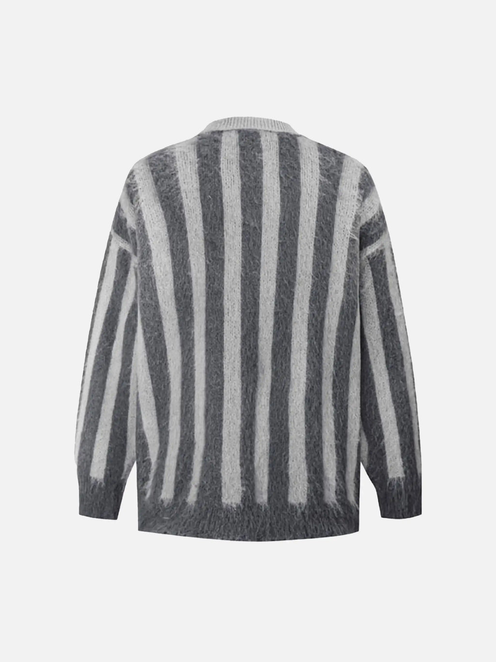Vintage Vertical Striped Polo Collar Sweater