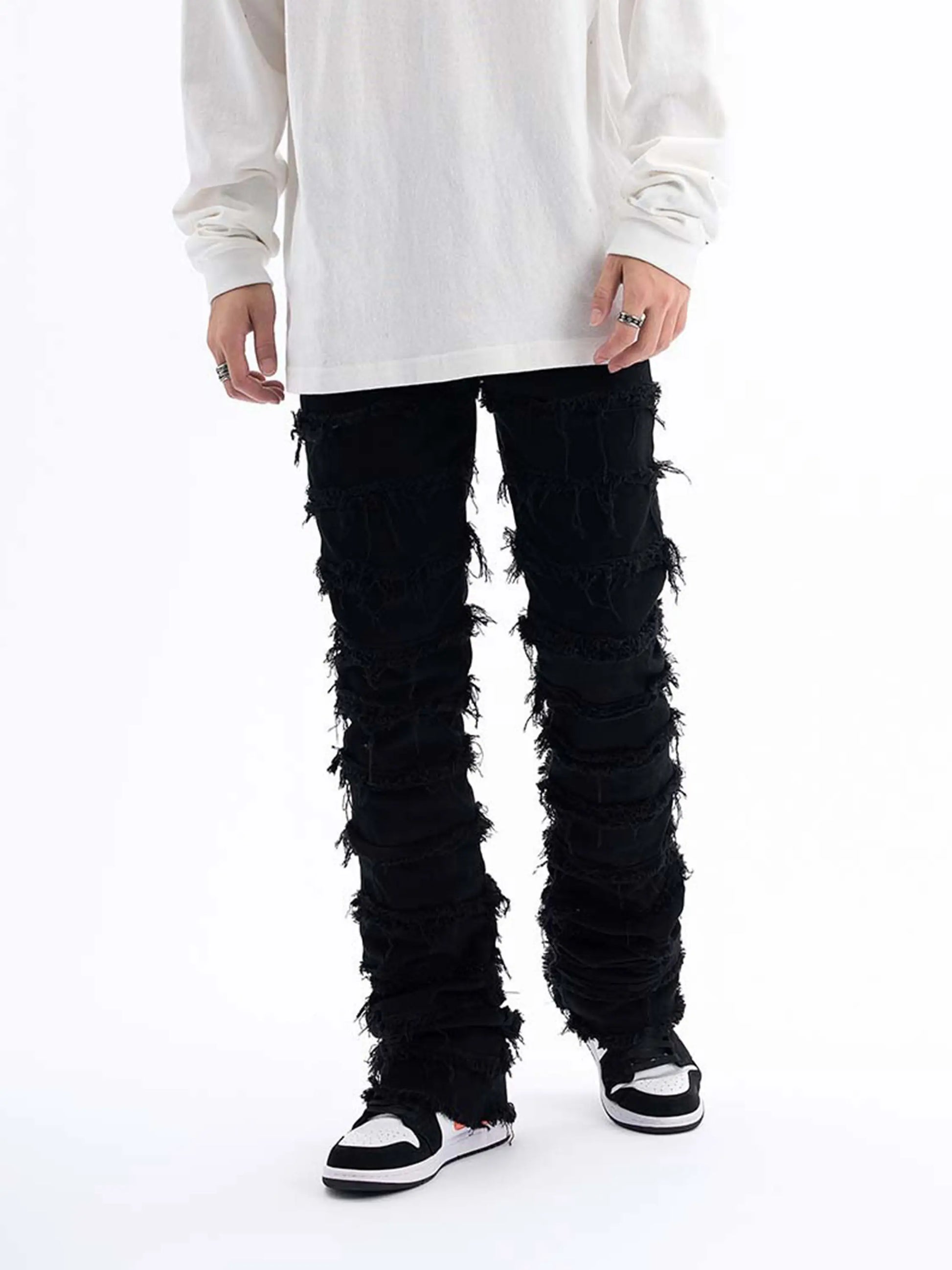 Vintage Layered Raw Edge Slim Jeans