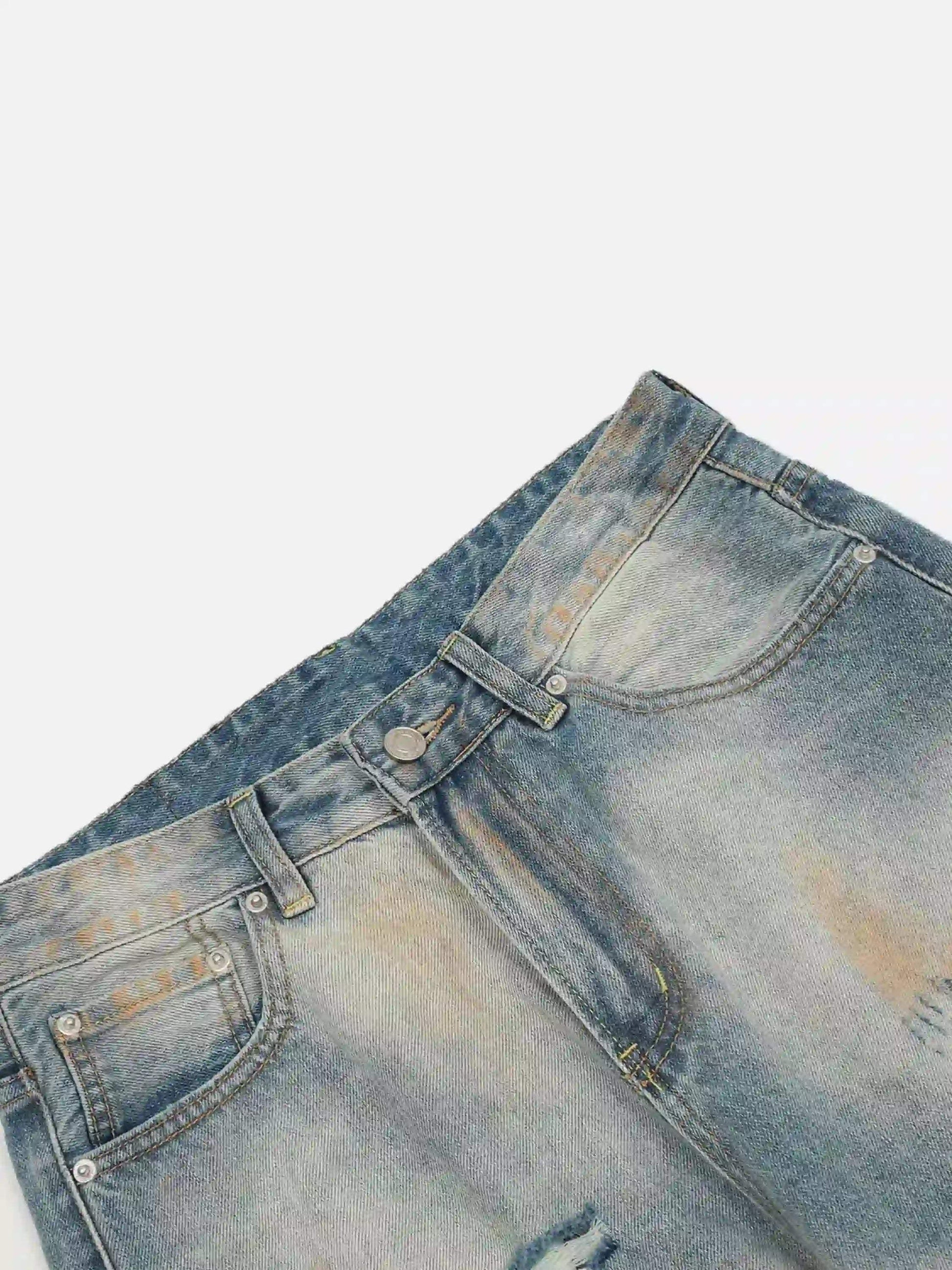 Disguisen Street Distressed Industrial Style Straight Jeans