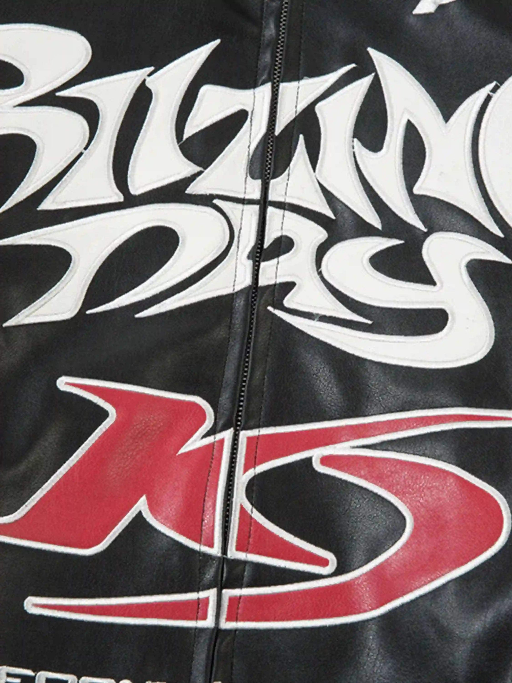 Disguisen Gothic Alphabet Patch Racing Collar Jacket