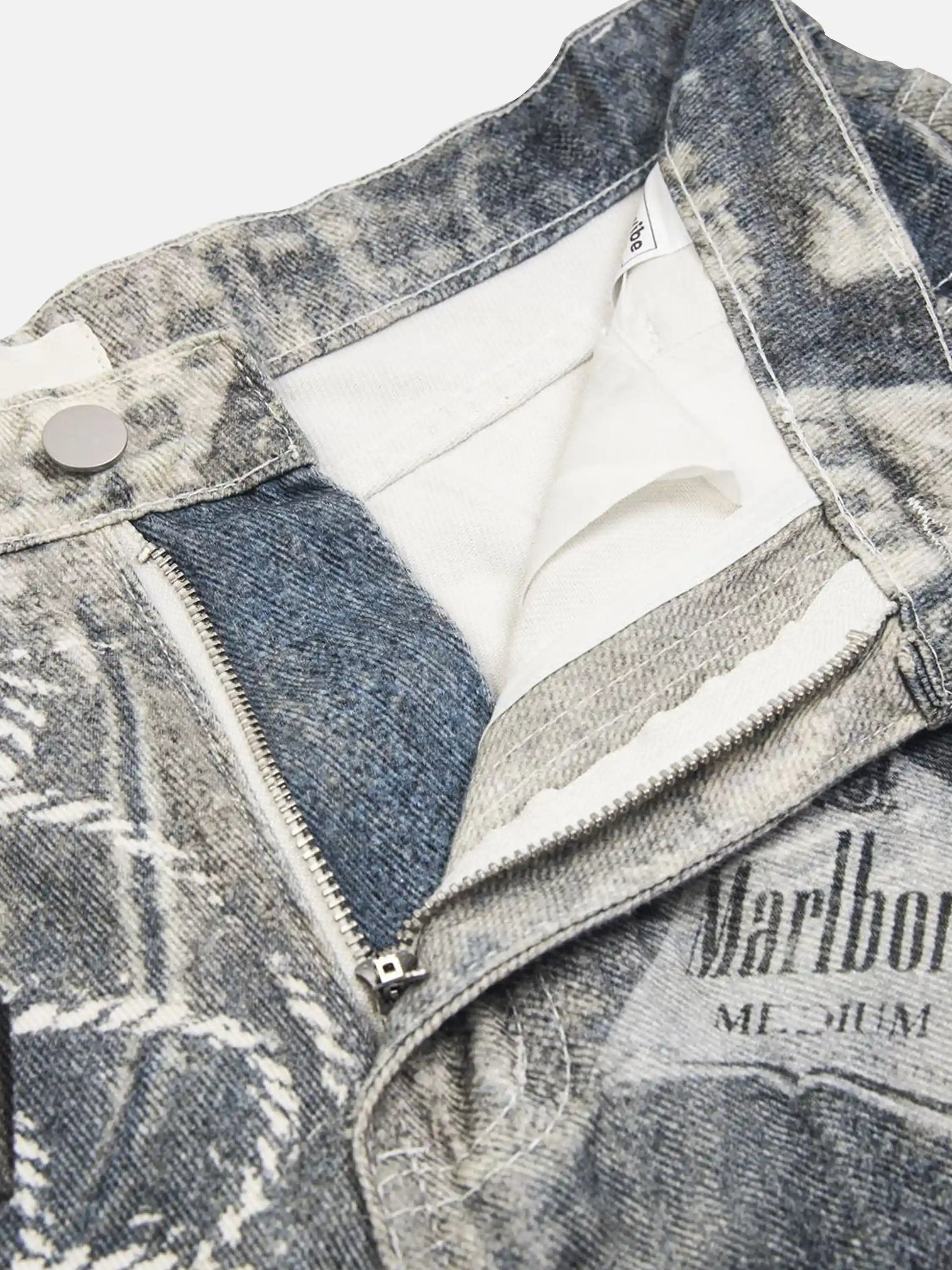 Cigarette Digital Print Imitation Jeans