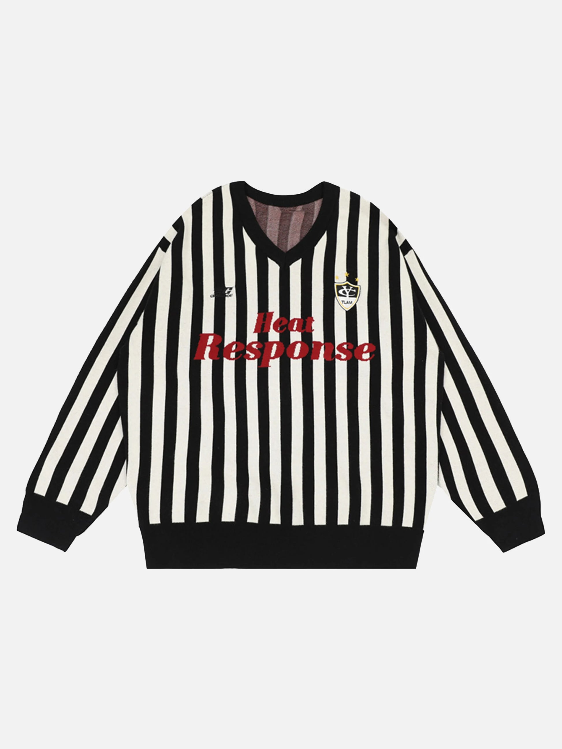 Vintage Vertical Striped Preppy V-Neck Sweater