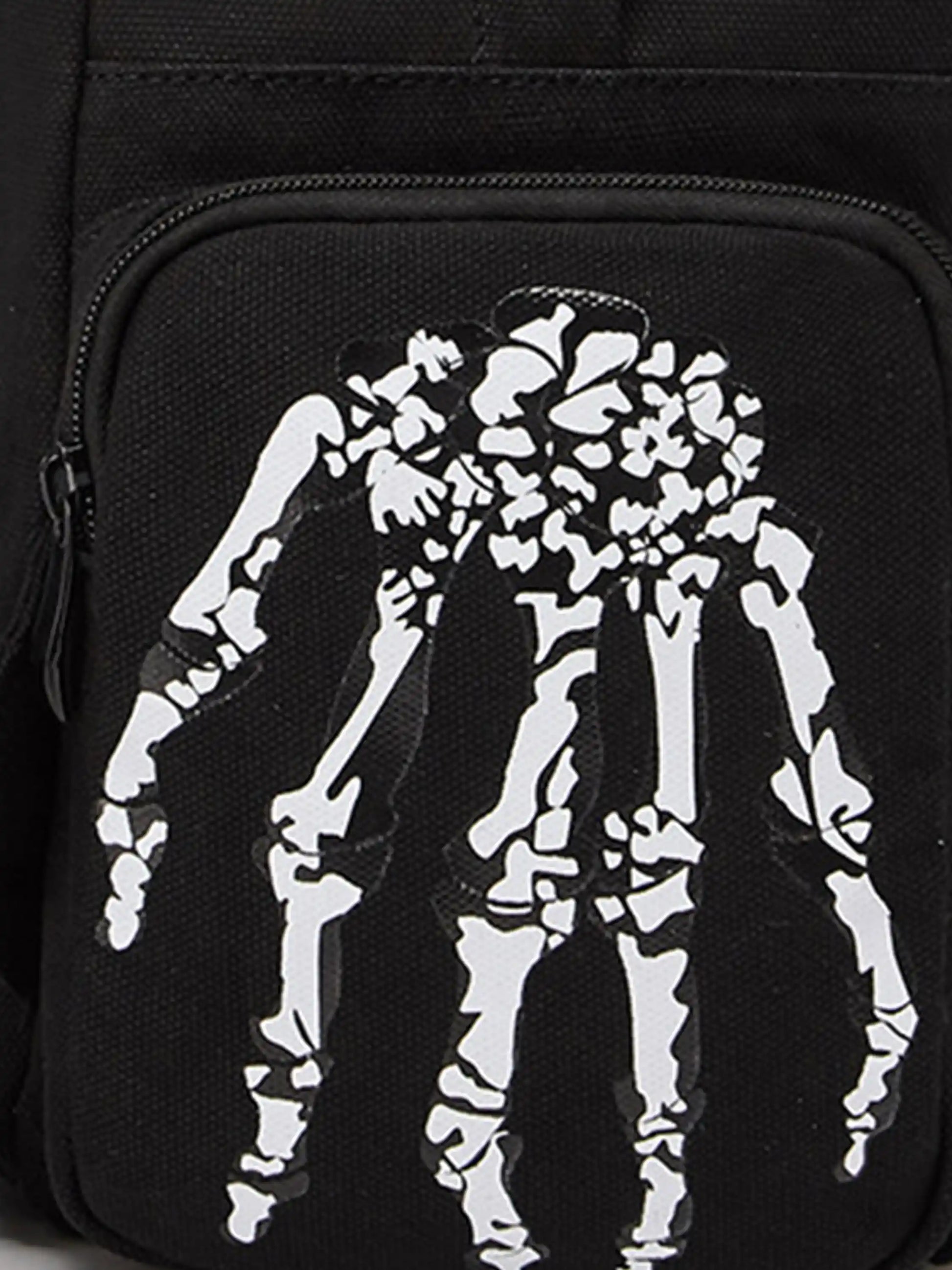 Skeleton Print Canvas Backpack