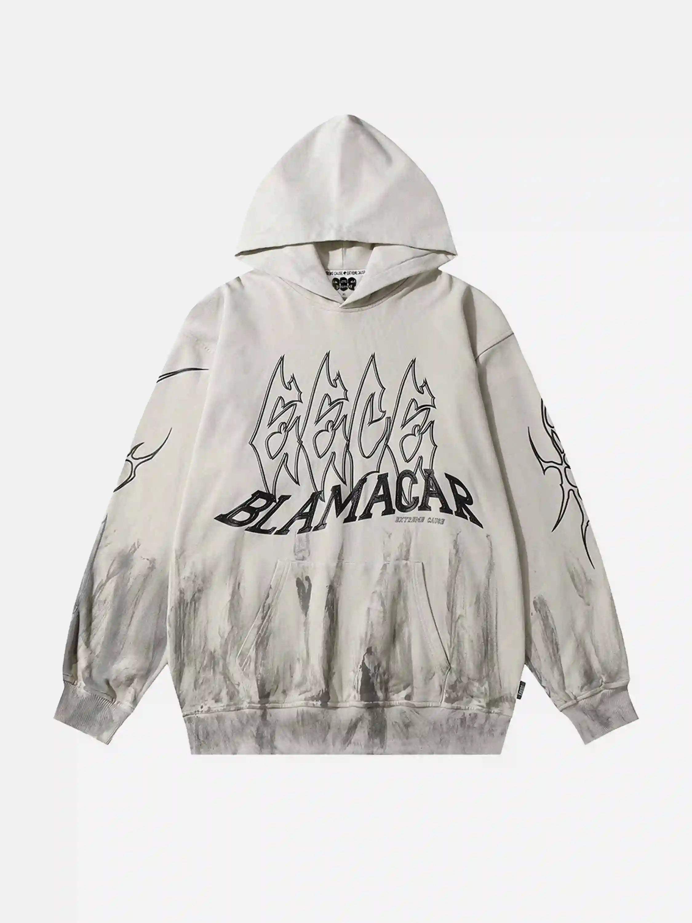 Disguisen American Style Dark Letter Graffiti Hoodie