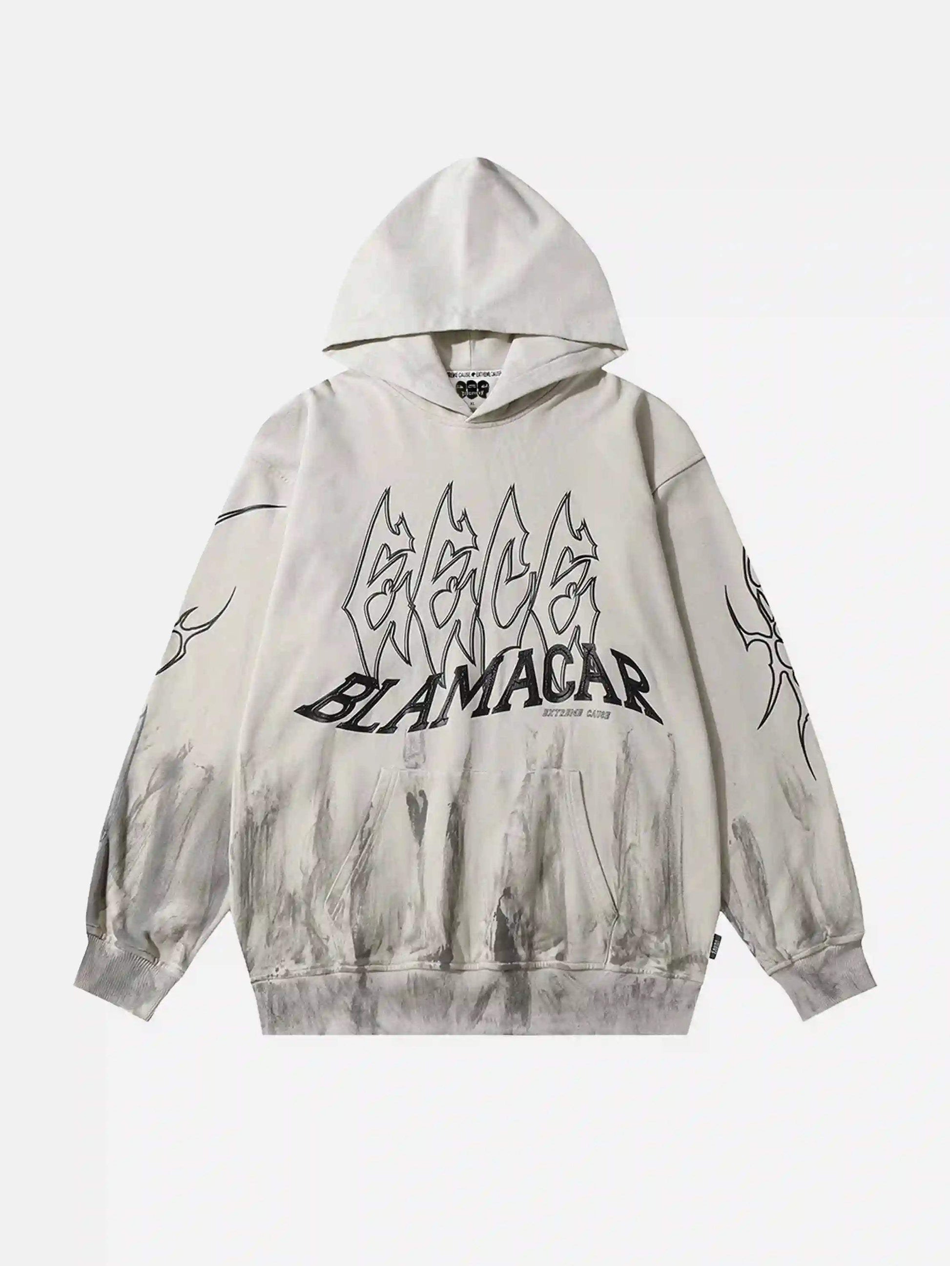 Disguisen American Style Dark Letter Graffiti Hoodie