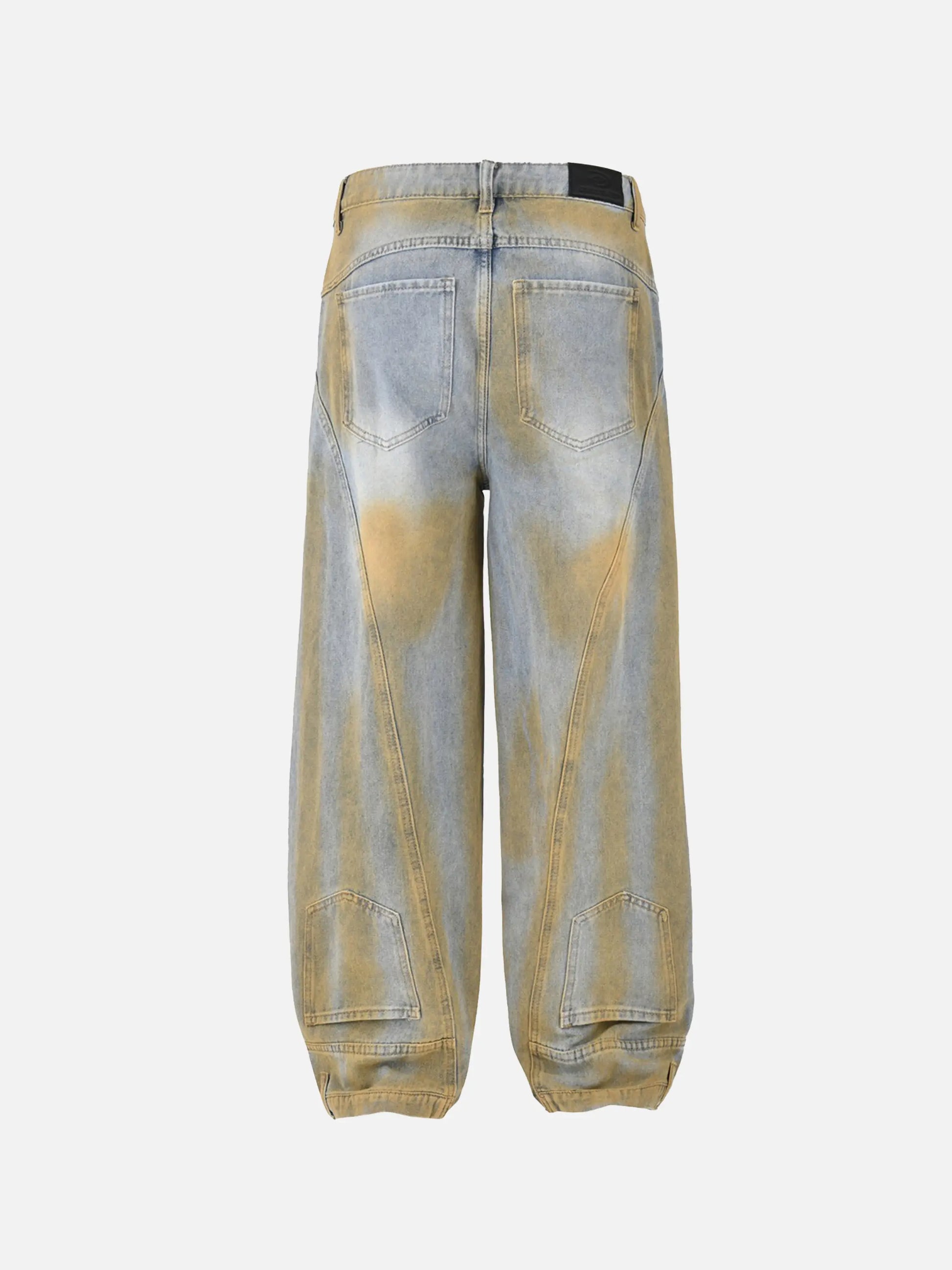 Straight-Leg Patchwork Mud-Dyed Jeans