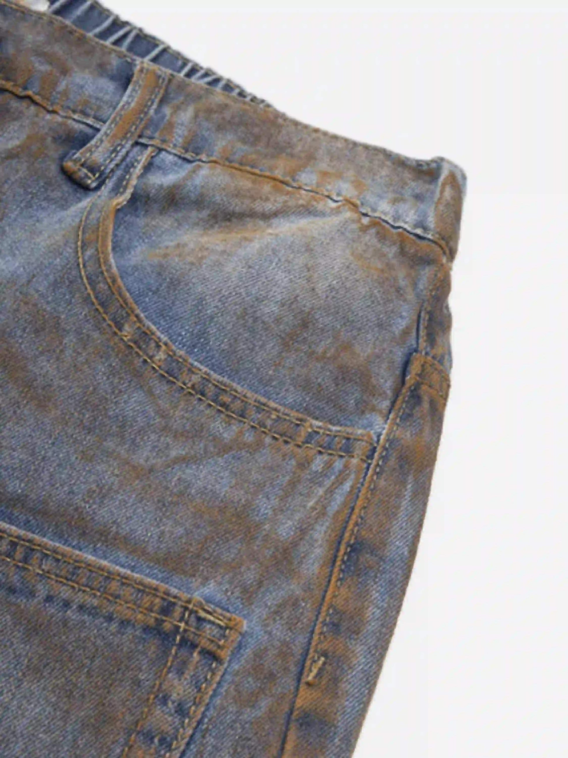 Disguisen American Style Wasteland Style Wide-Leg Denim Jorts