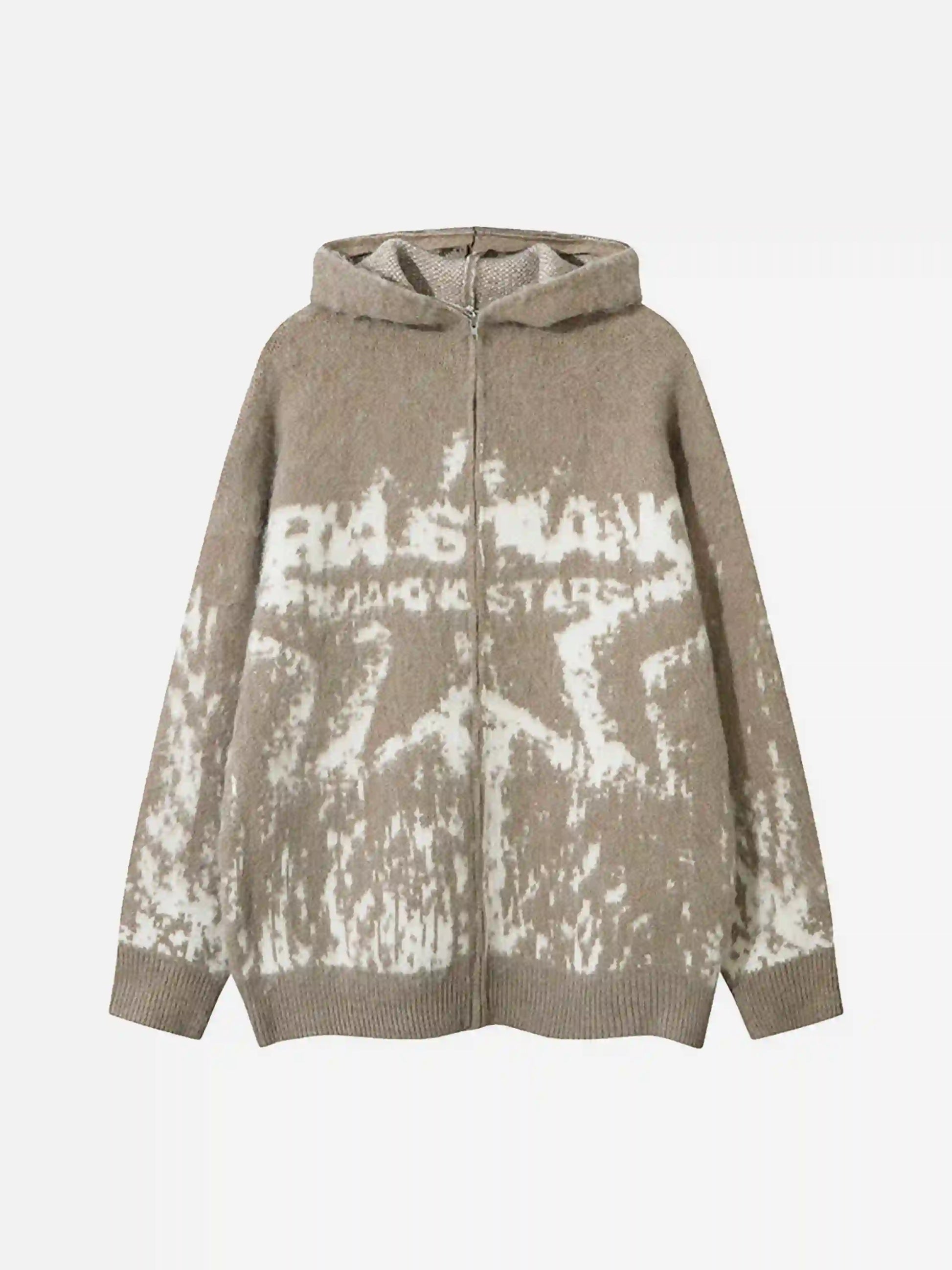 Disguisen Star Graffiti Knitted Zip-up Hoodie