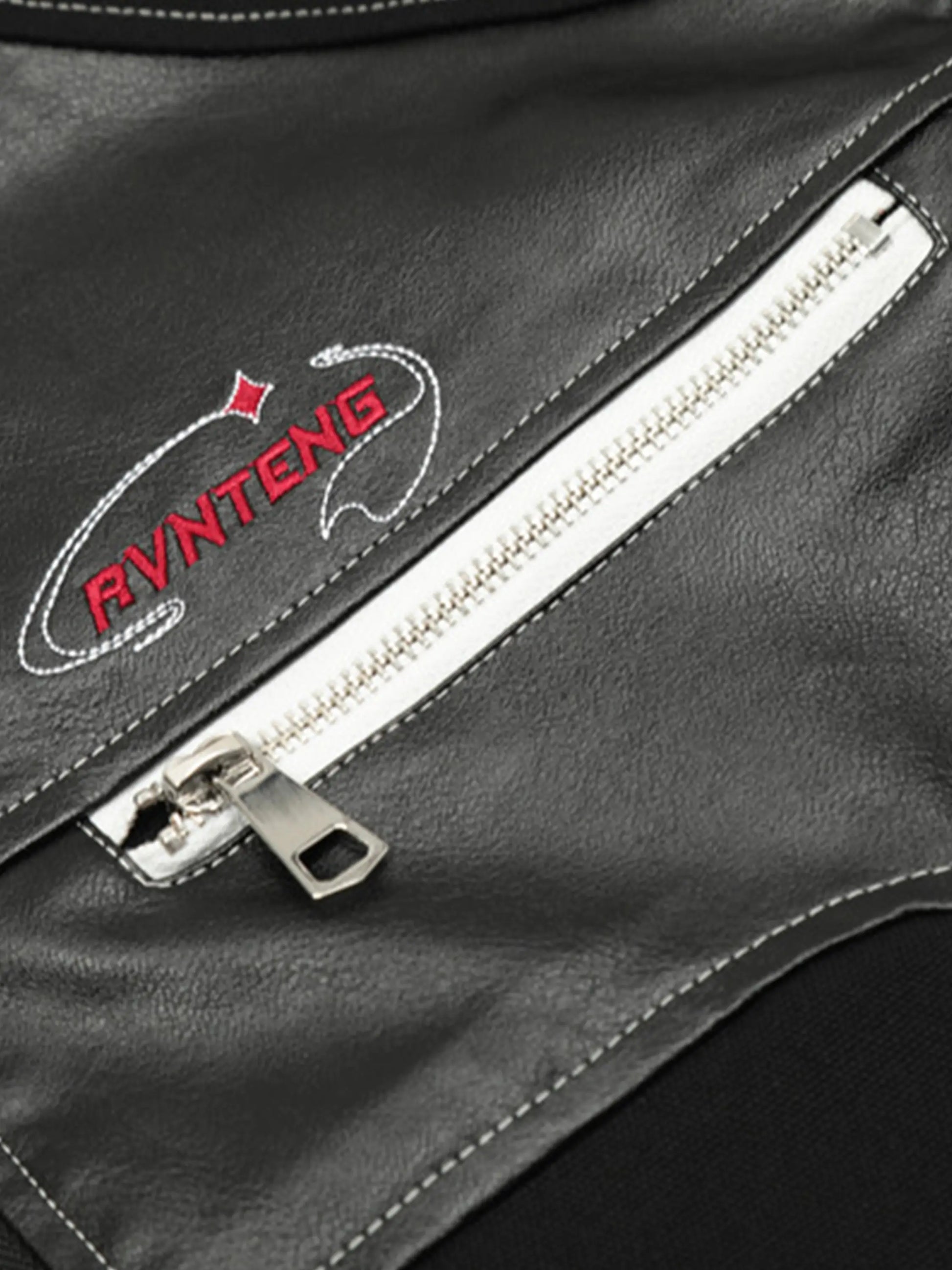 Racing PU Stand Collar Croppped Jacket