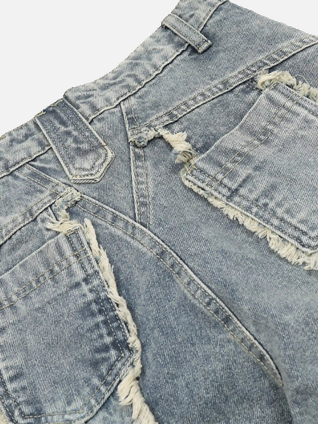 Vintage Fringed Raw-edge Jeans