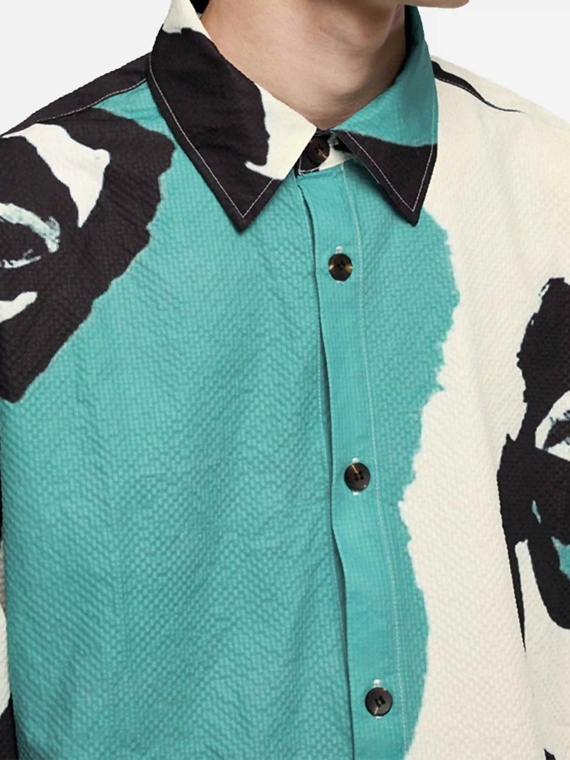 Disguisen American Graffiti Abstract Portrait Seersucker Shirt
