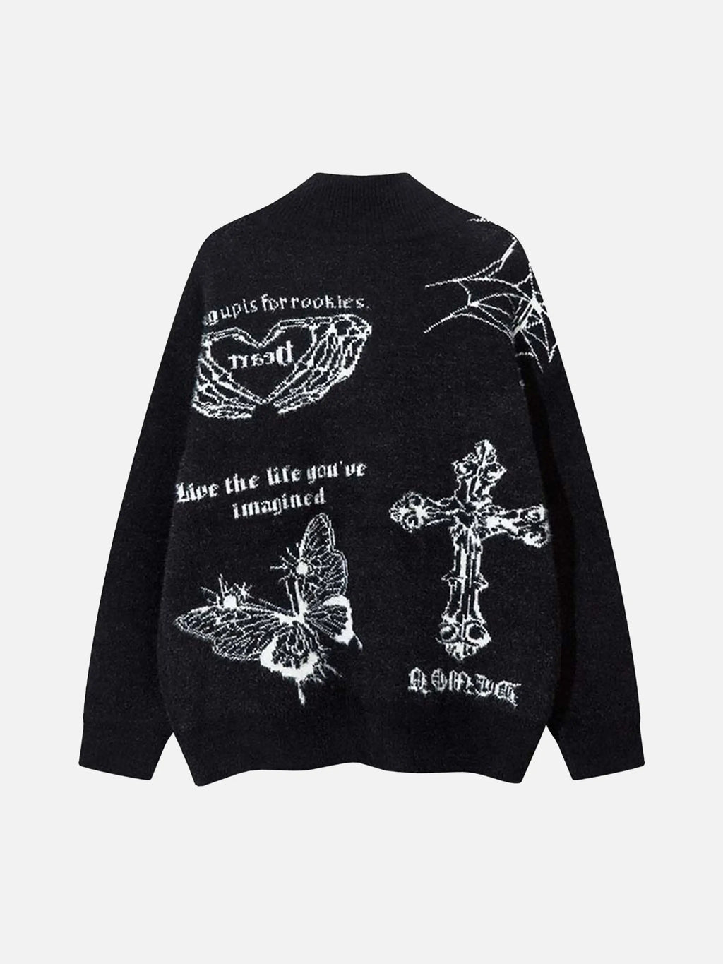 Cross Heart Butterfly Jacquard Cardigan