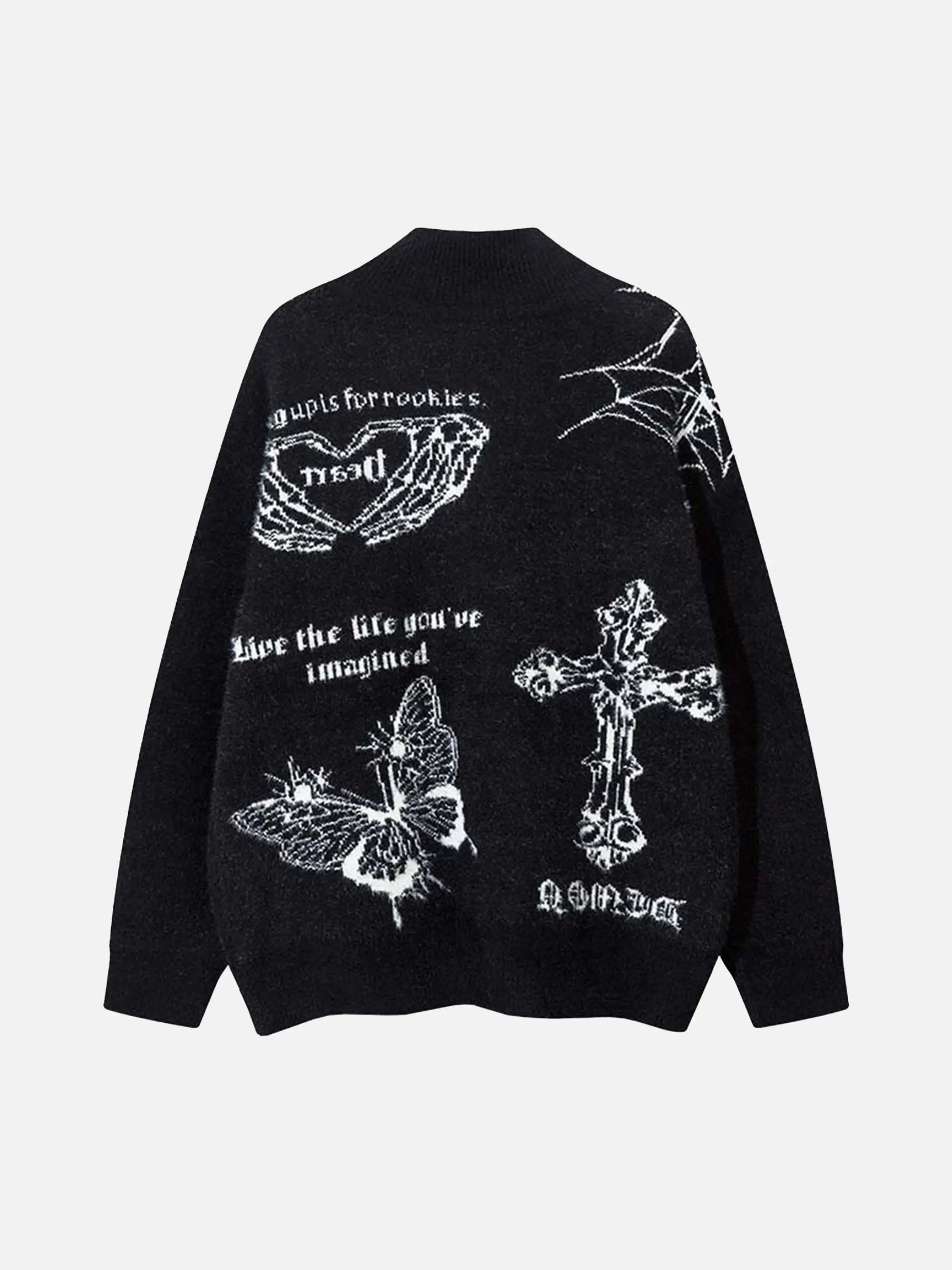 Cross Heart Butterfly Jacquard Cardigan