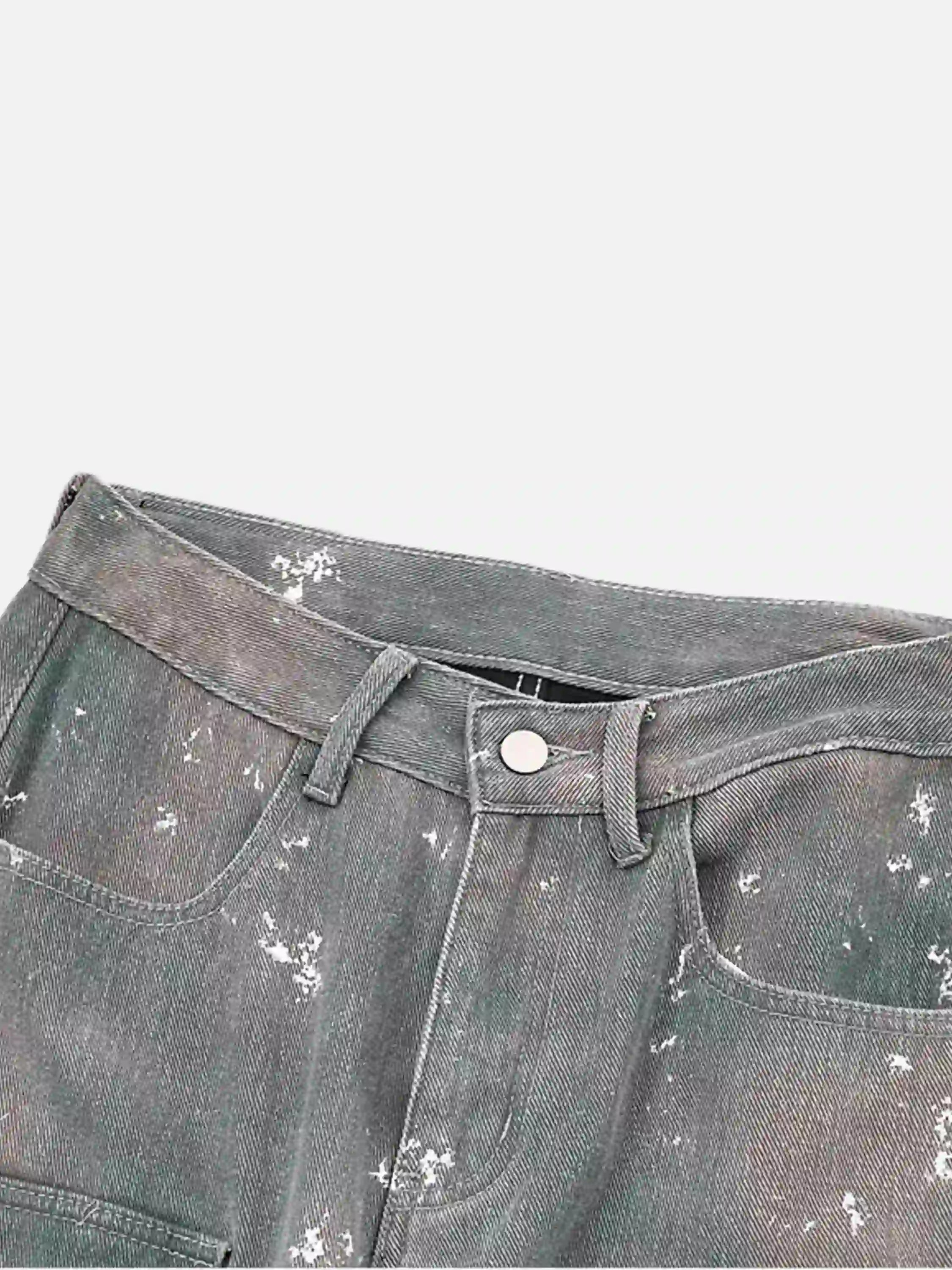 Disguisen Hip-Hop Style Ink-Splashed Camouflage Y2K Jeans