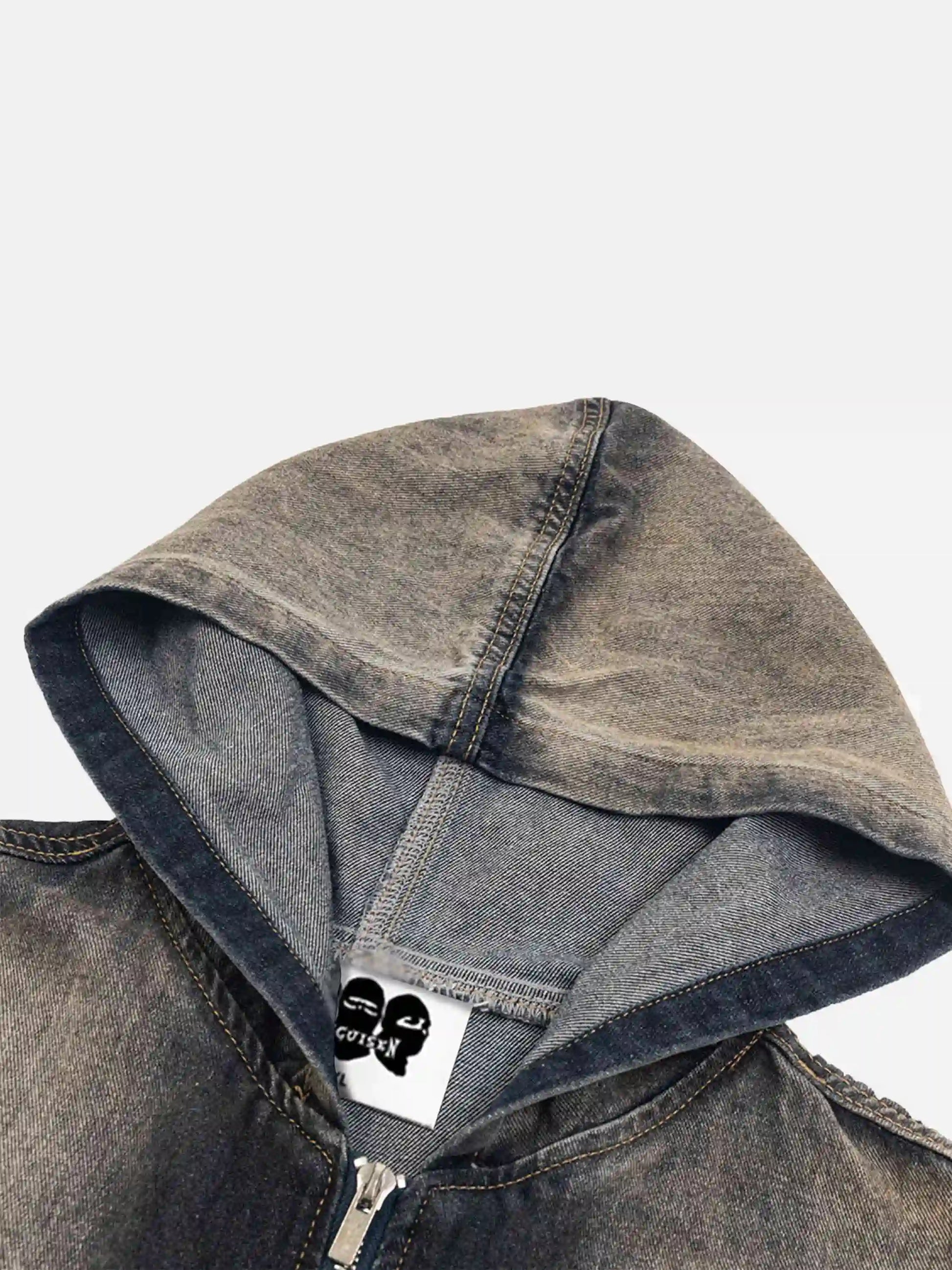 Disguisen Yellow Mud Dyeing Washed Hooded Denim Jacket