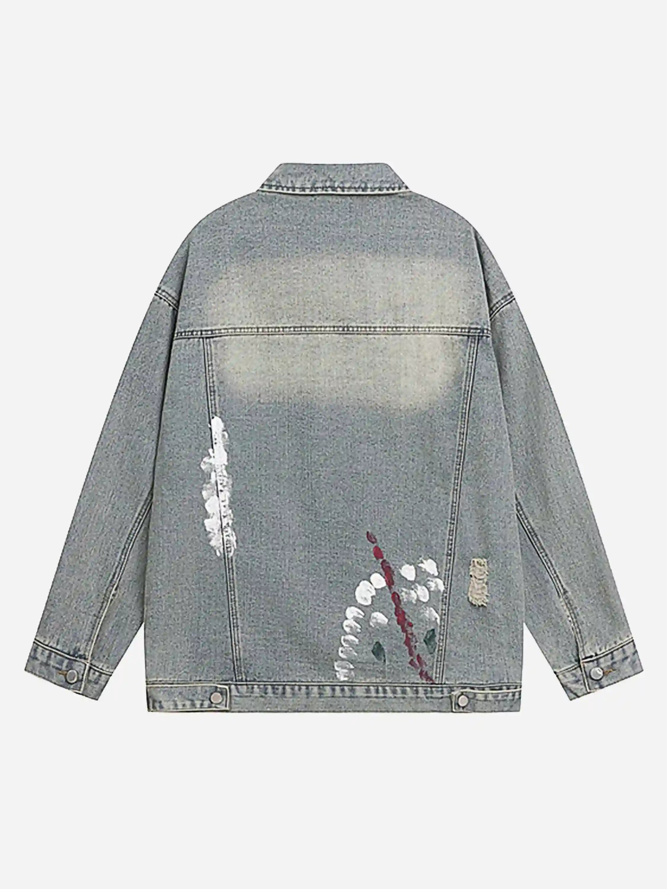 Disguisen Ink-splattered Ripped Denim Jacket