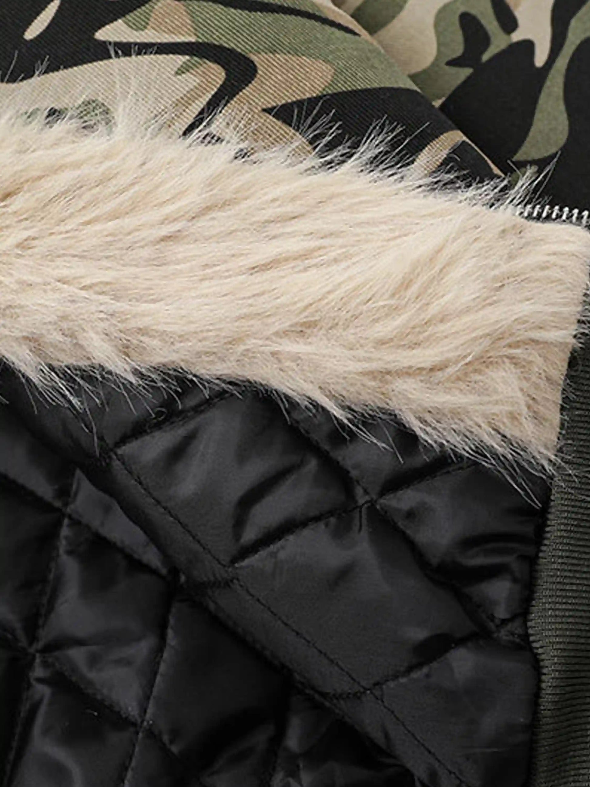 Camouflage Fur Zipper Hoodie