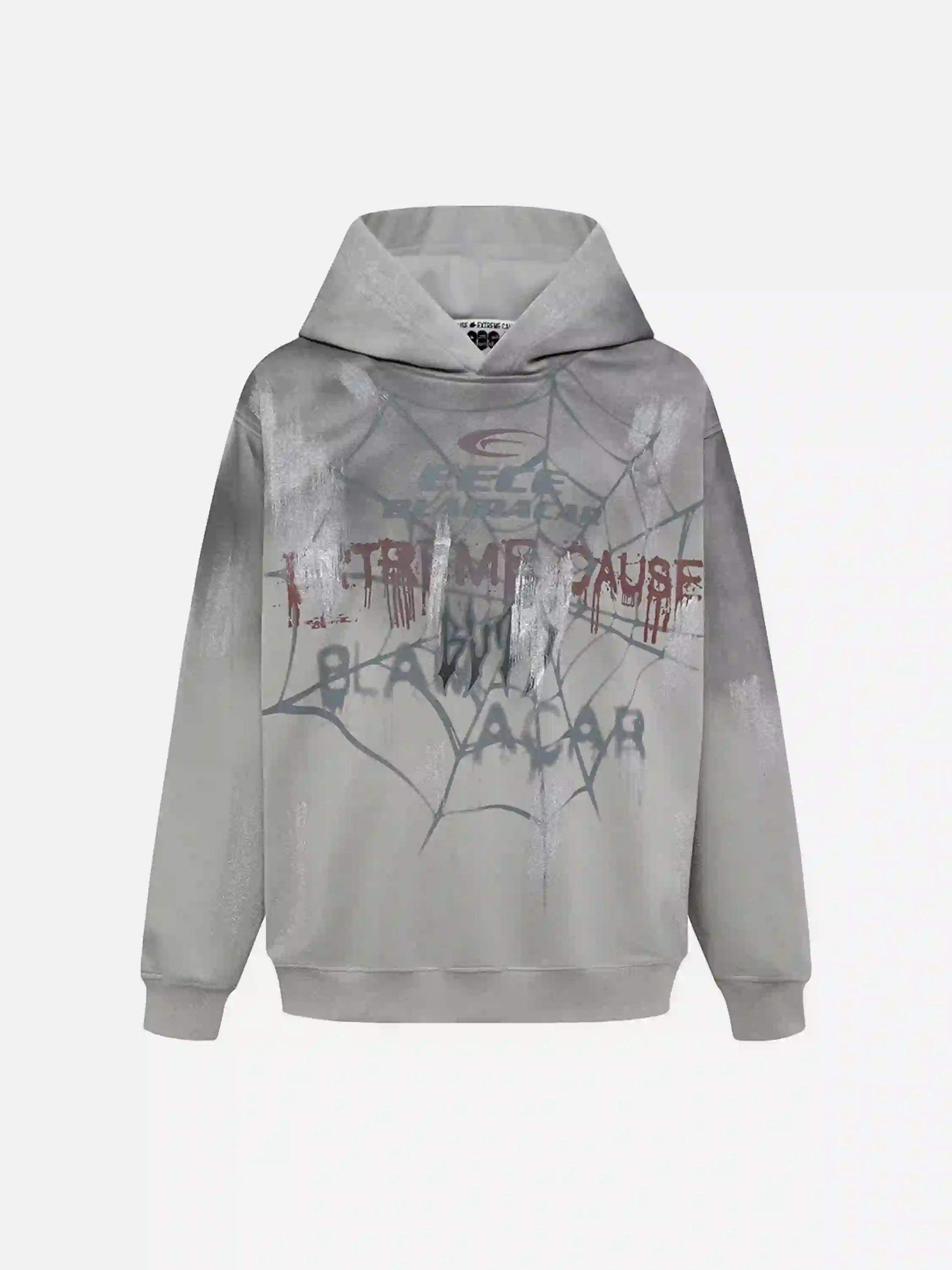 Disguisen High Street Hip Hop Spider Web Print Hoodie