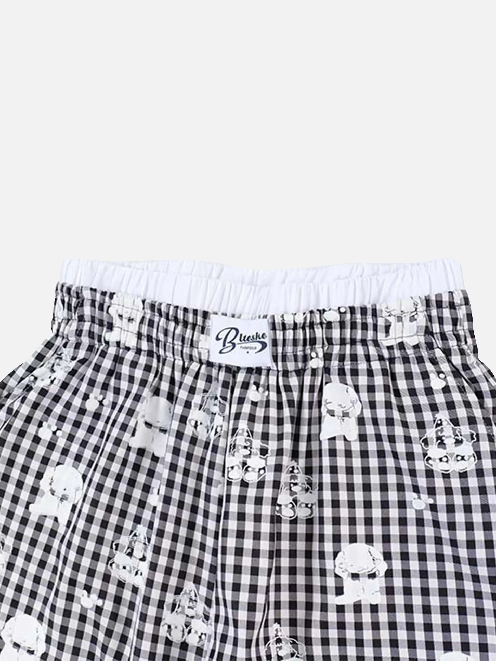 Disguisen Fake Two-piece Print Plaid Sweatpants