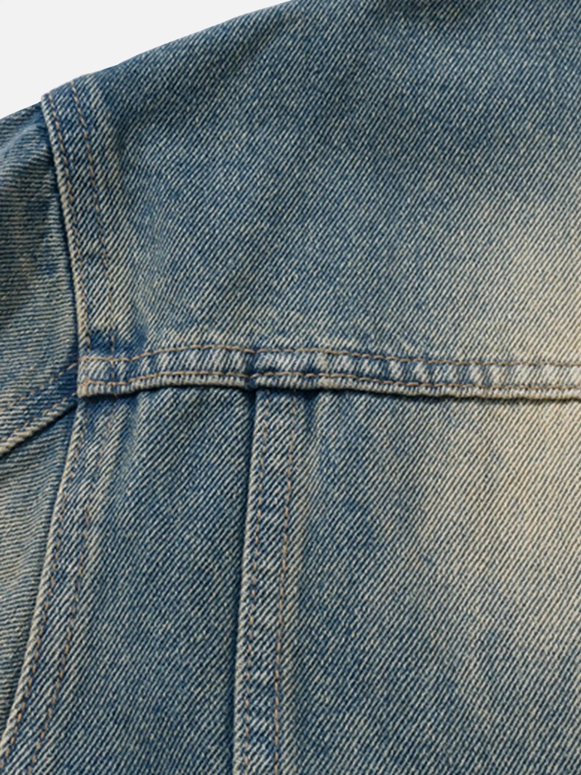 Vintage Yellow Mud Zipper Denim Jacket