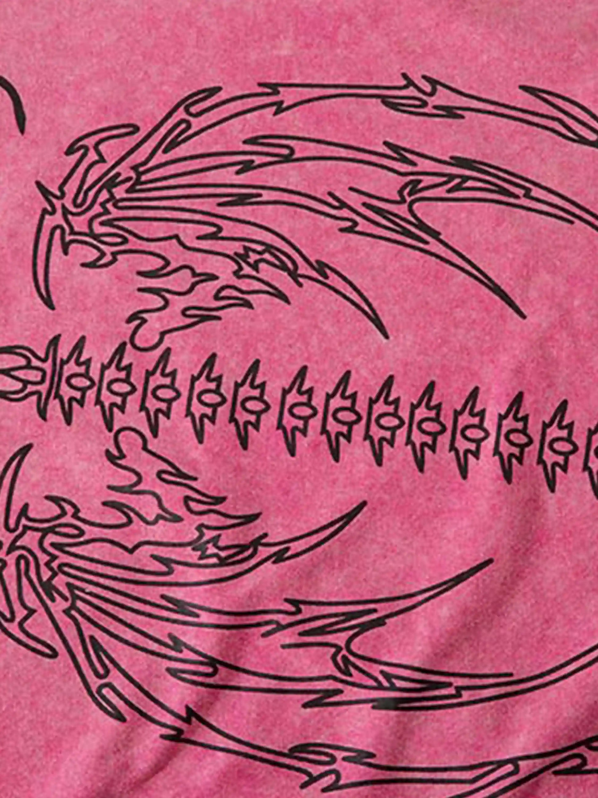 T-shirt déchiré avec ailes de crâne et motif hip-hop américain