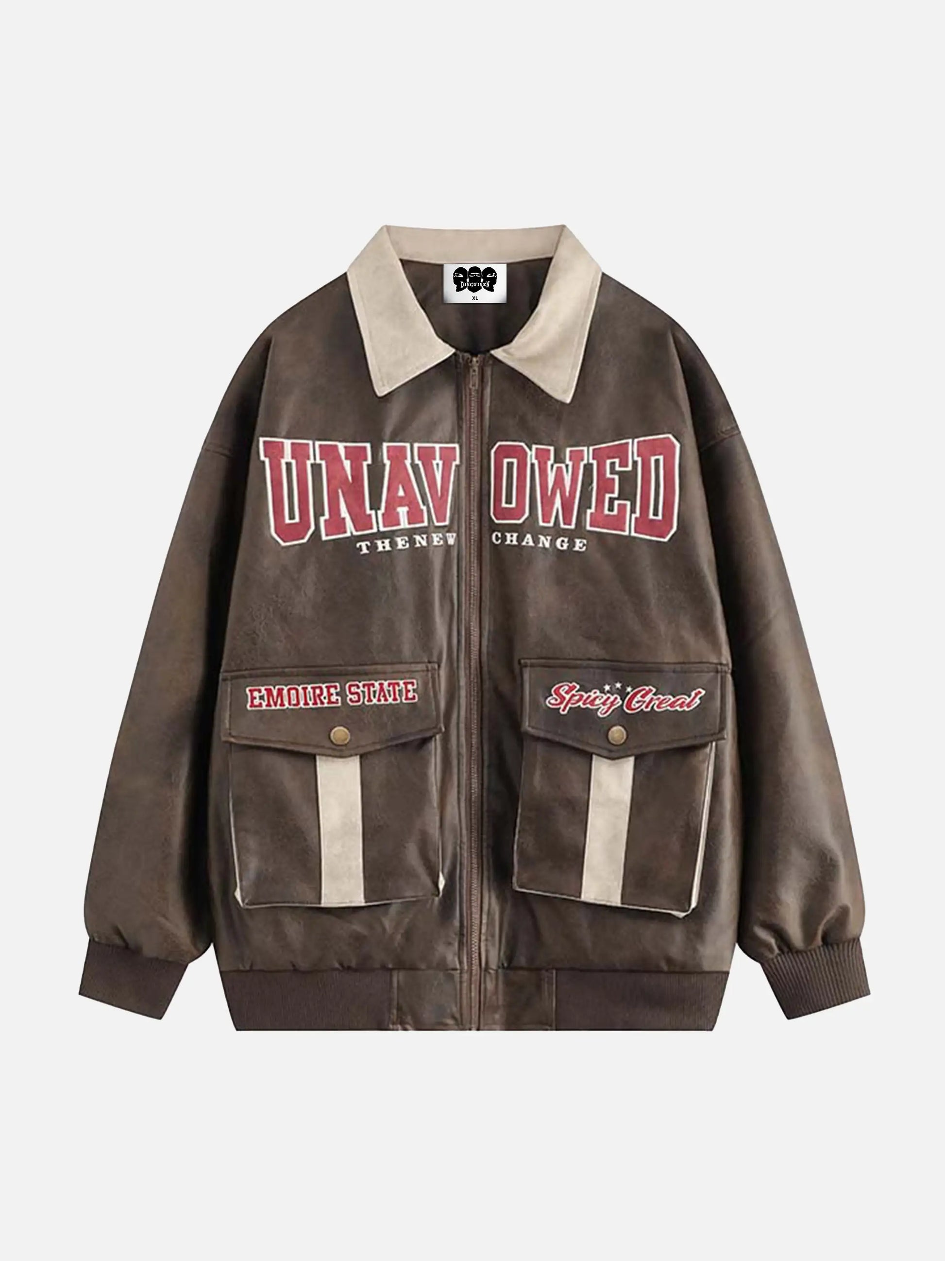 Flocked Embroidered PU Leather Jacket