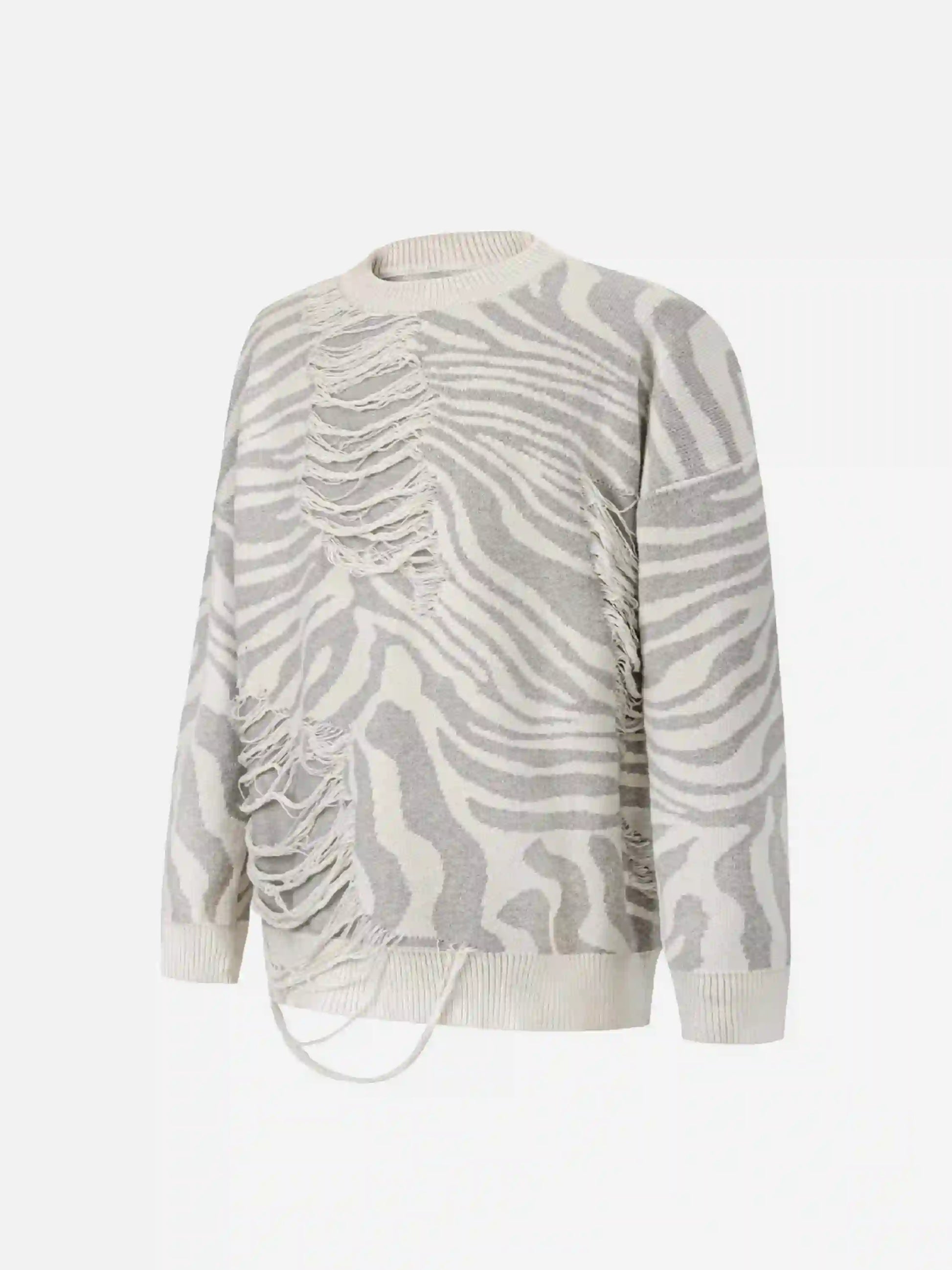 Disguisen Ripped Zebra Pattern Sweater