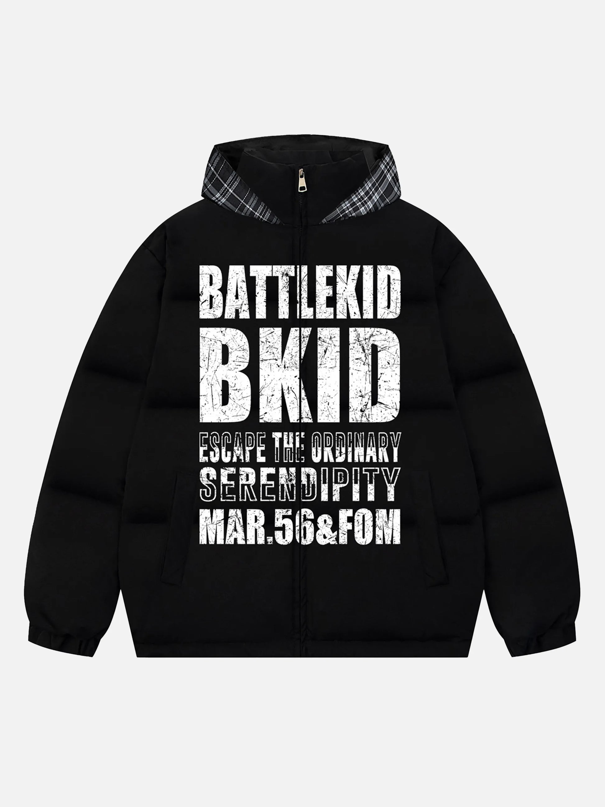 Vintage Mottled Lettering Hooded Jacket