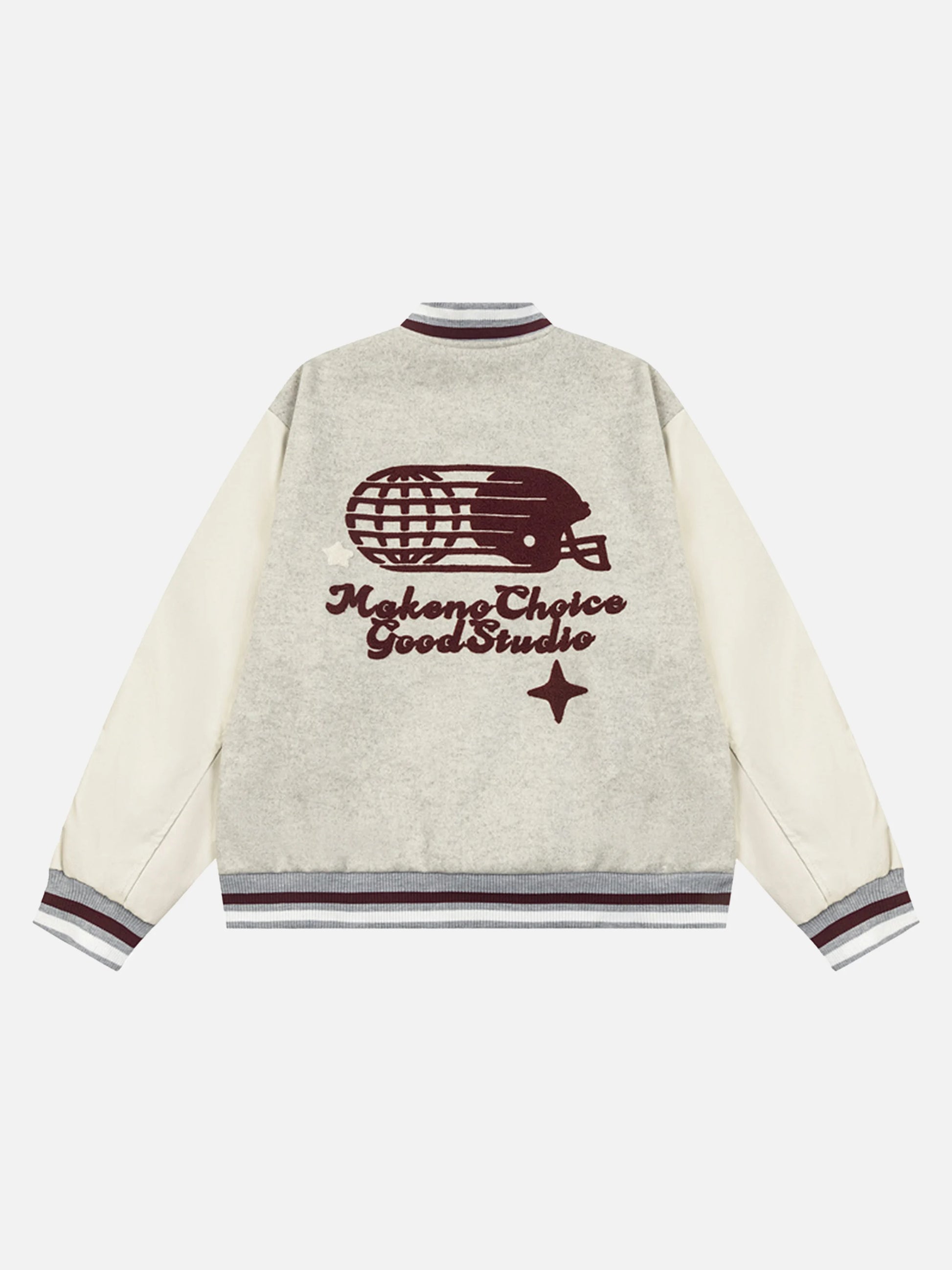 Vintage Embroidery PU Patchwork Baseball Jacket