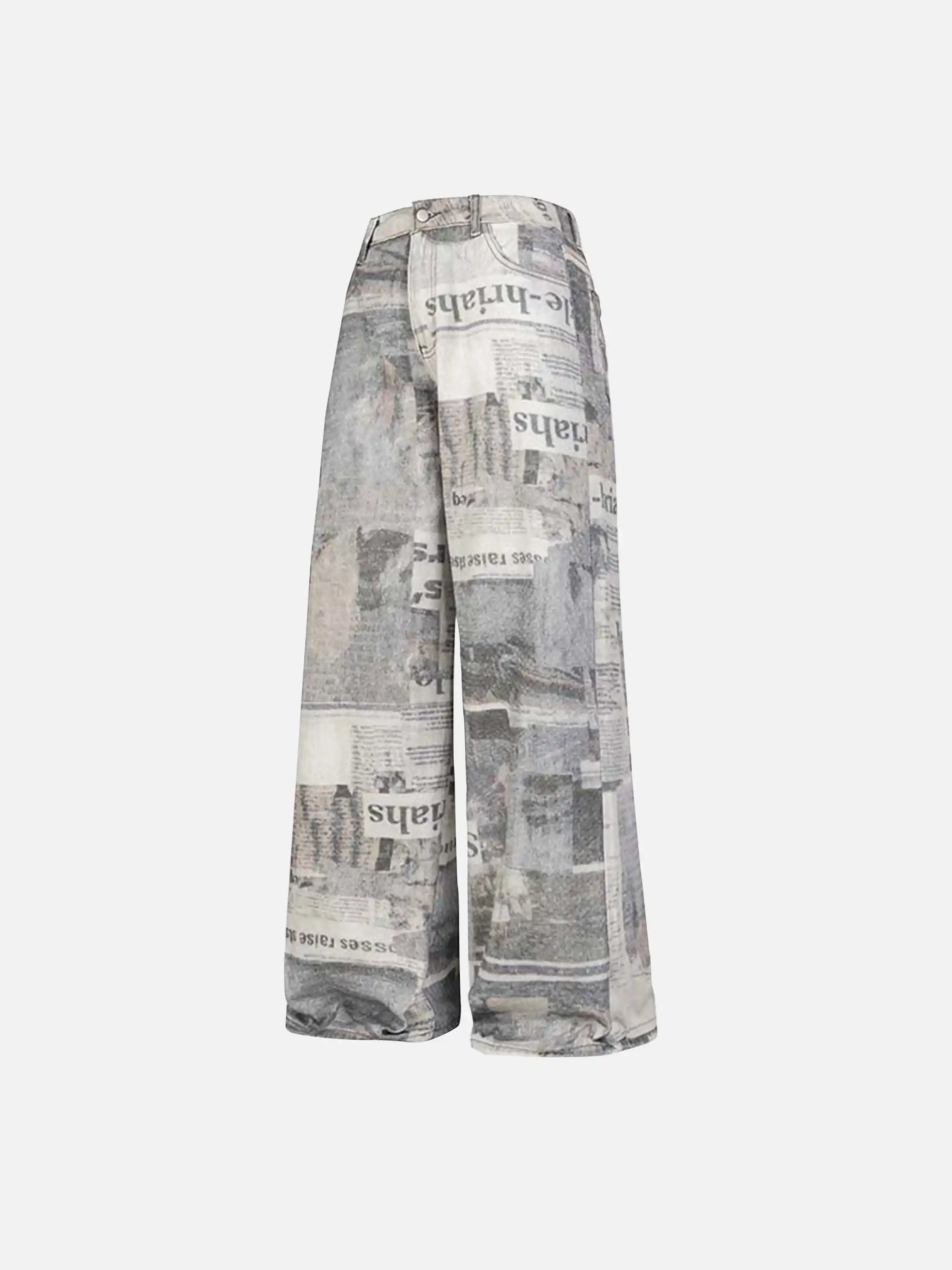 Disguisen Vintage Newspaper Digital Print Pants