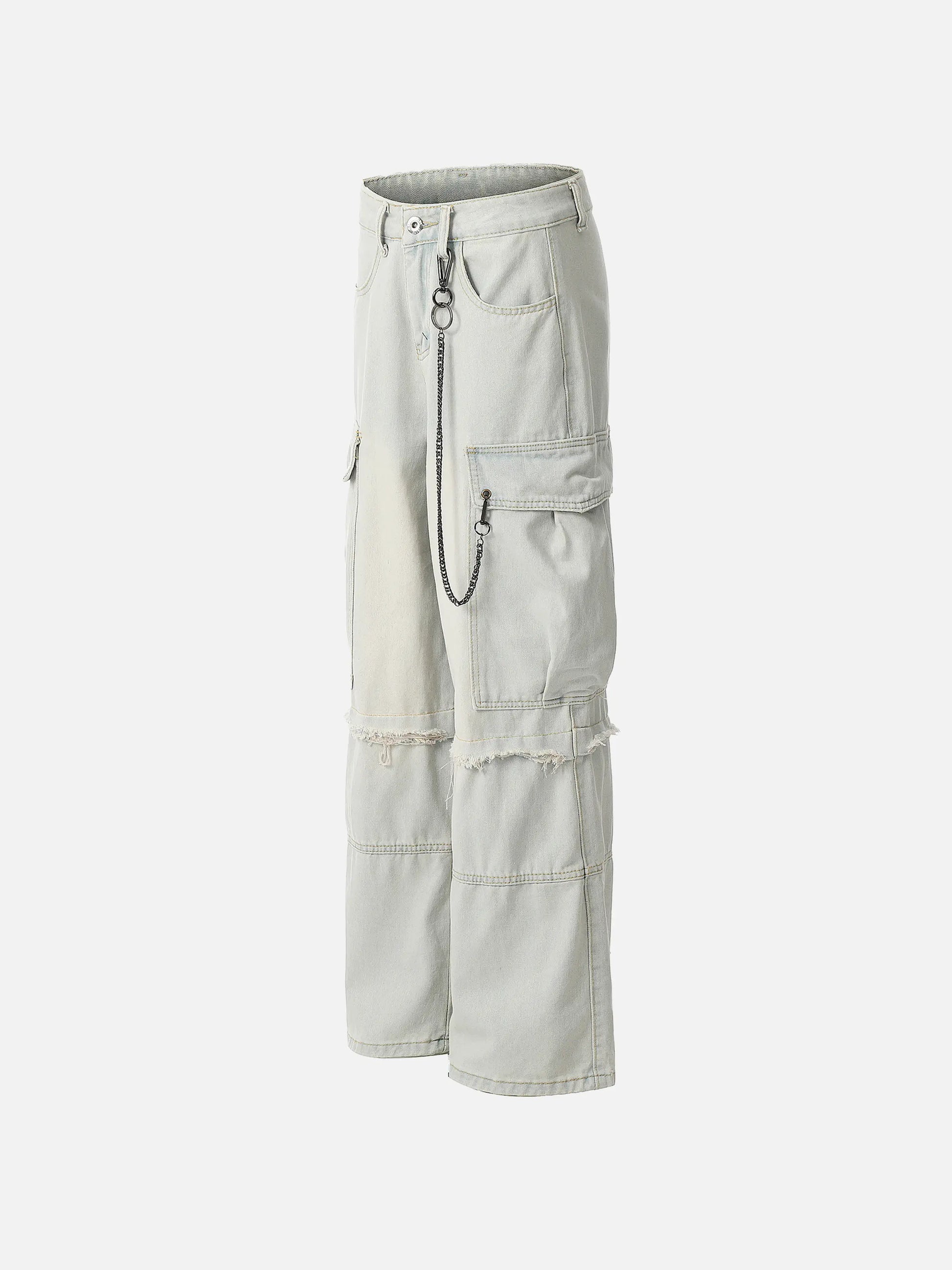 Chain Design Big Pockets Cargo Jeans
