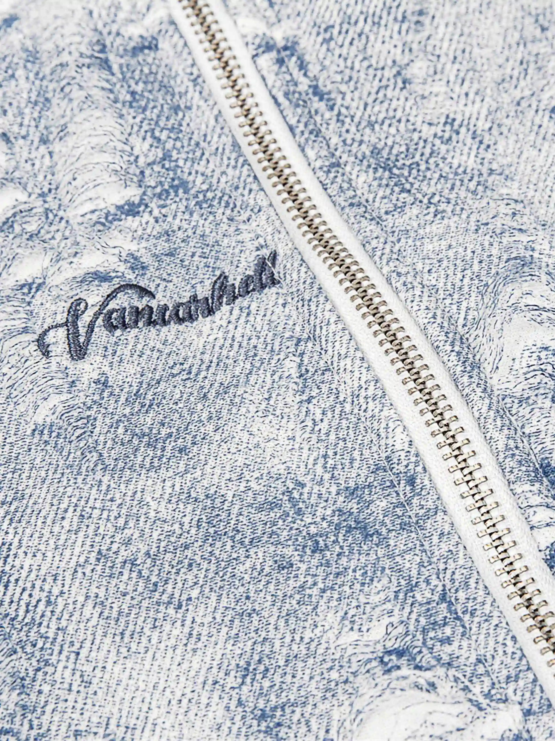 Disguisen Distressed Embroidered Zip-up Hoodie
