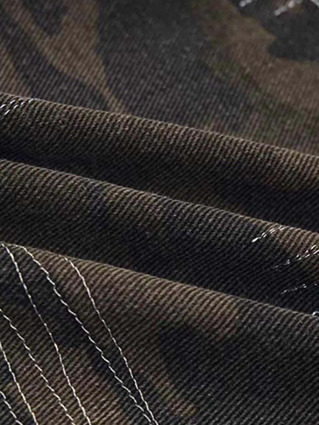 Washed Panel Camouflage Jeans
