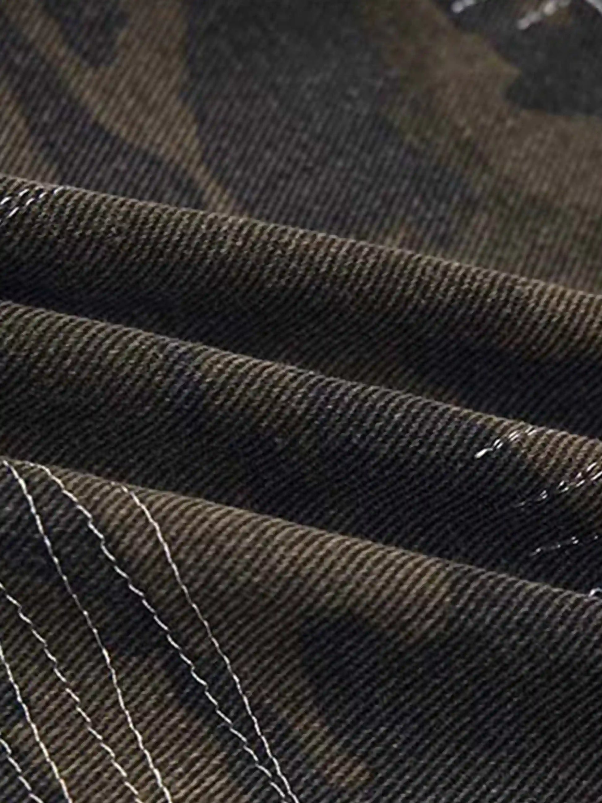 Washed Panel Camouflage Jeans