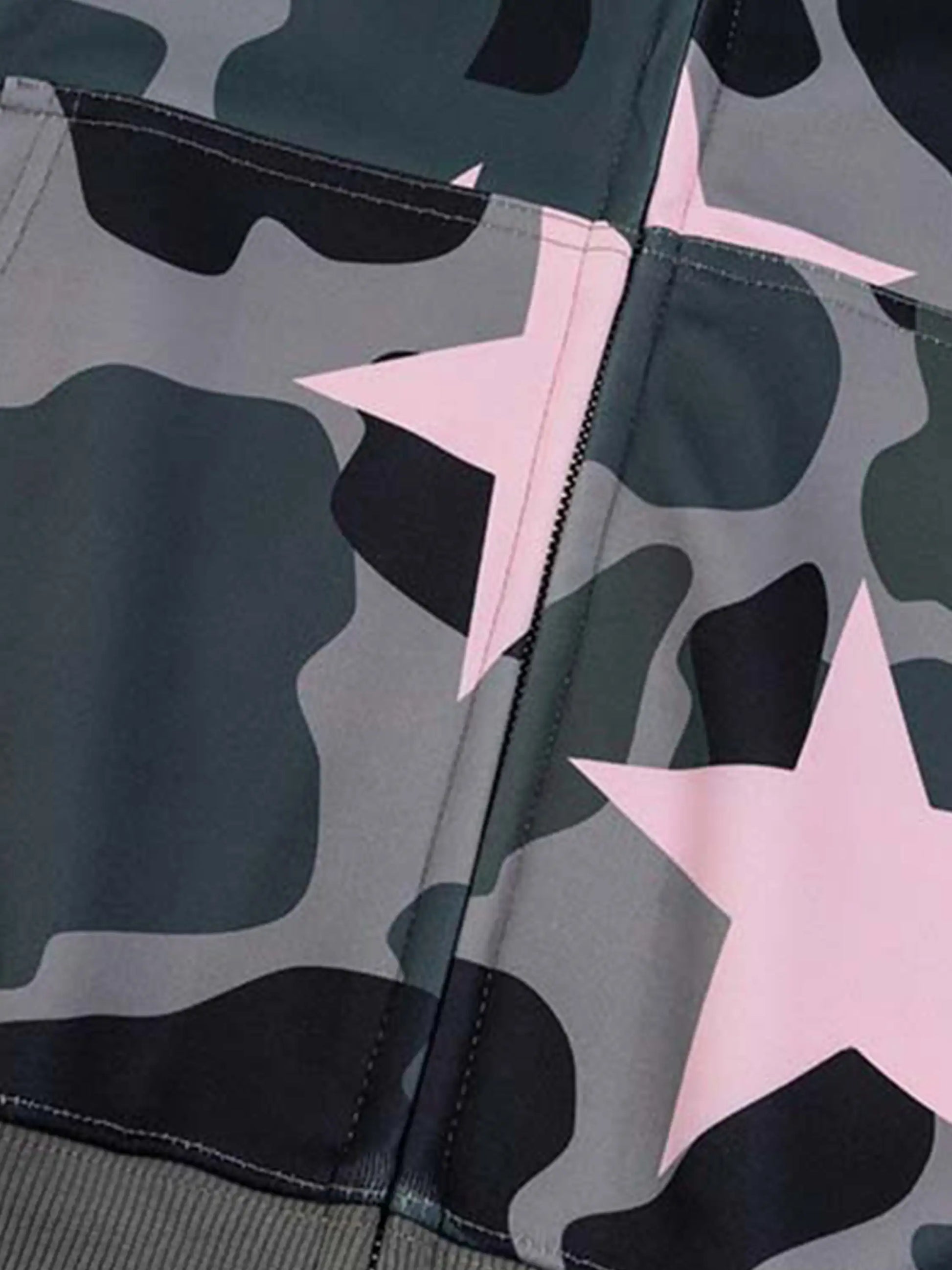 Star Print Zipper Hoodie