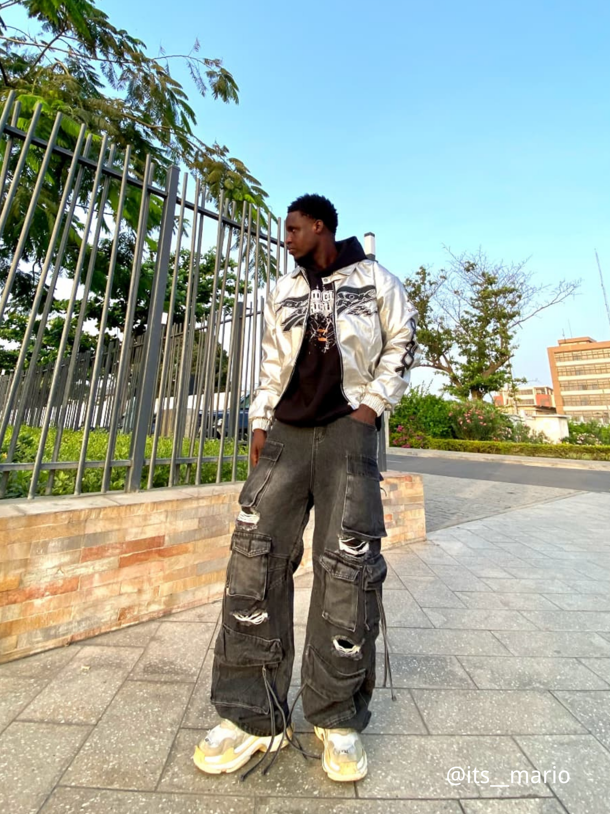 Washed Multi-pocket Work Cargo Jeans