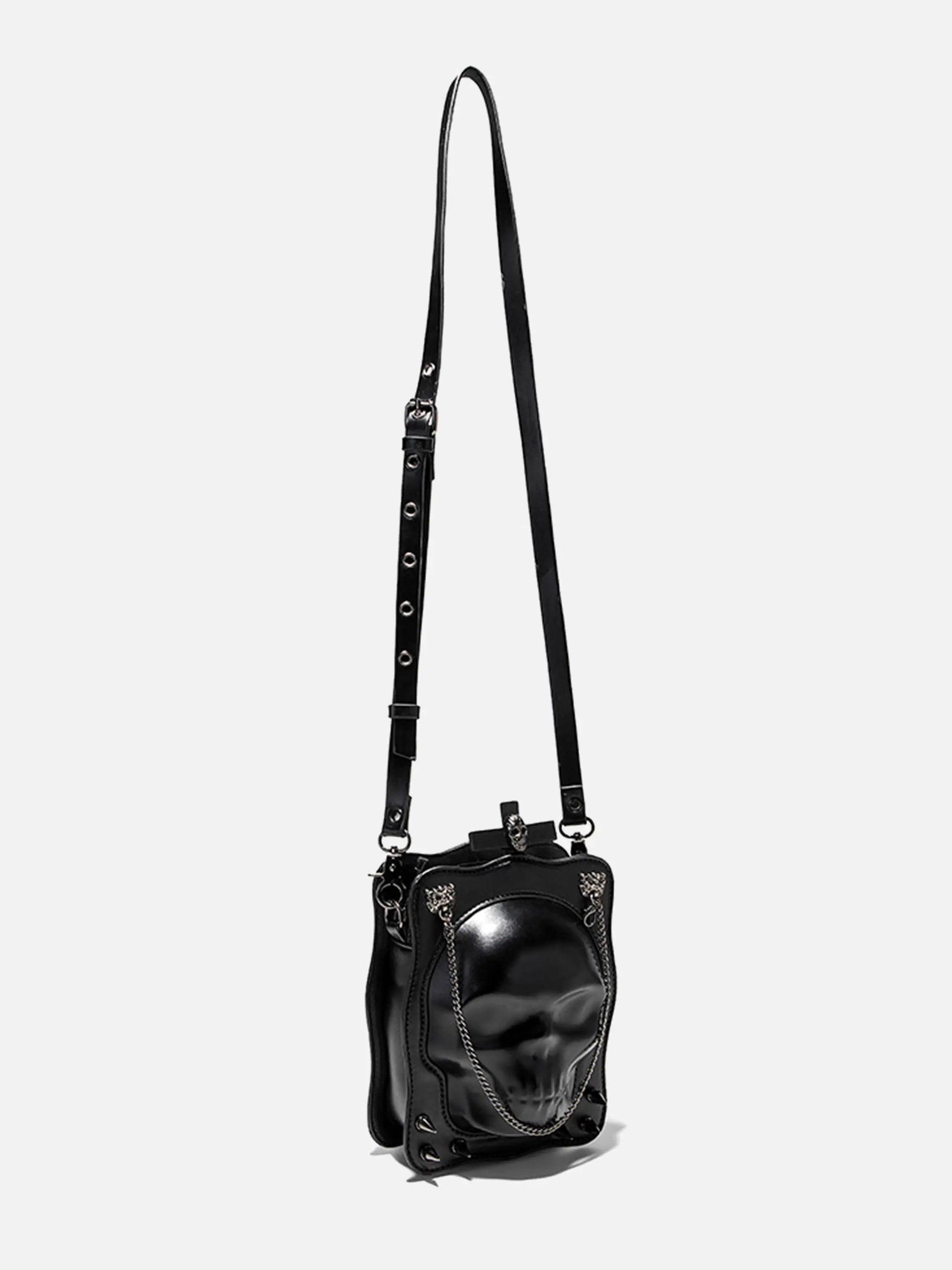 Dark Gothic Skull Cross Rivet Square Bag