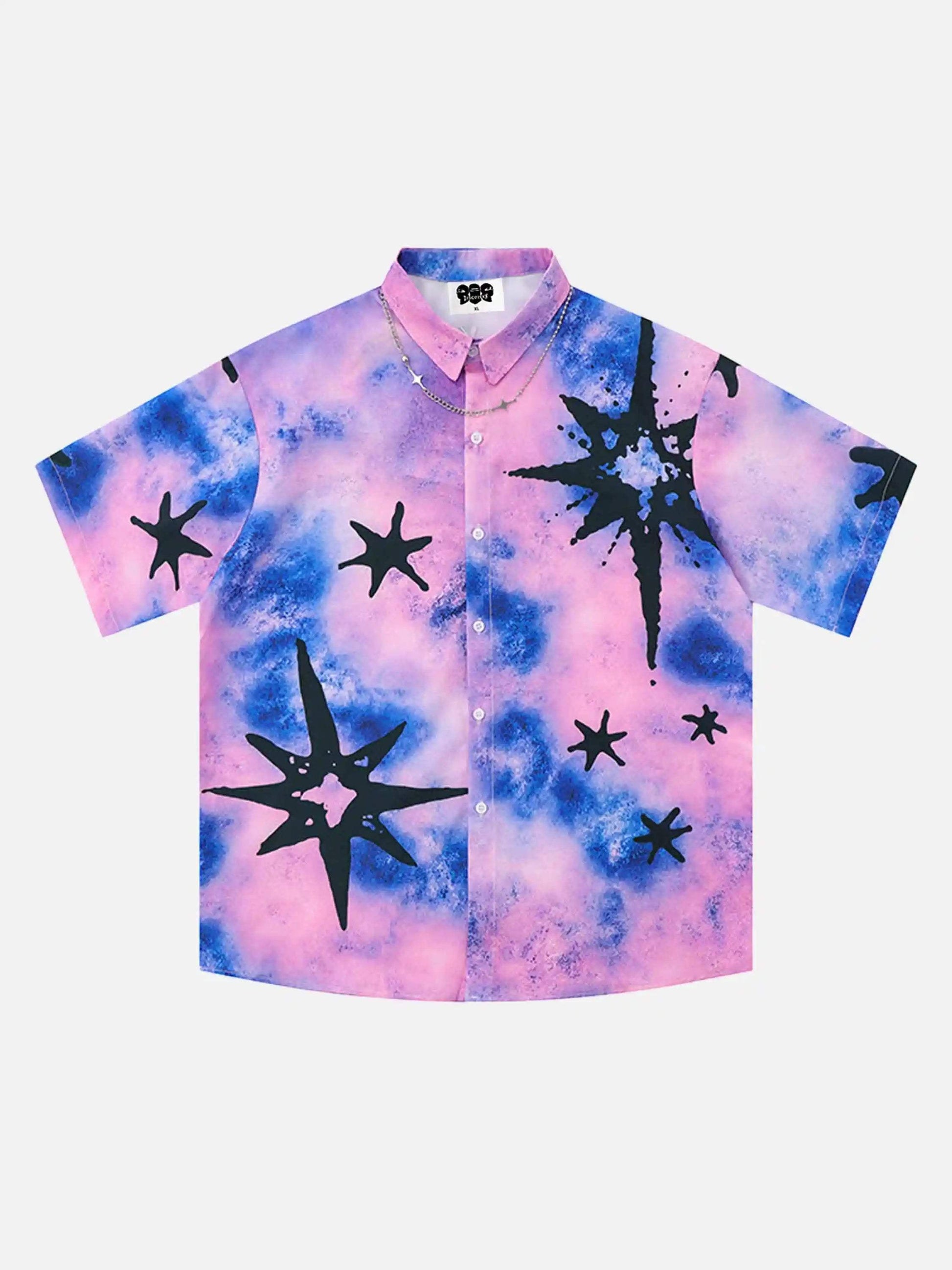 Disguisen Gradient Tie-Dye Short-Sleeved Hip-Hop Shirt