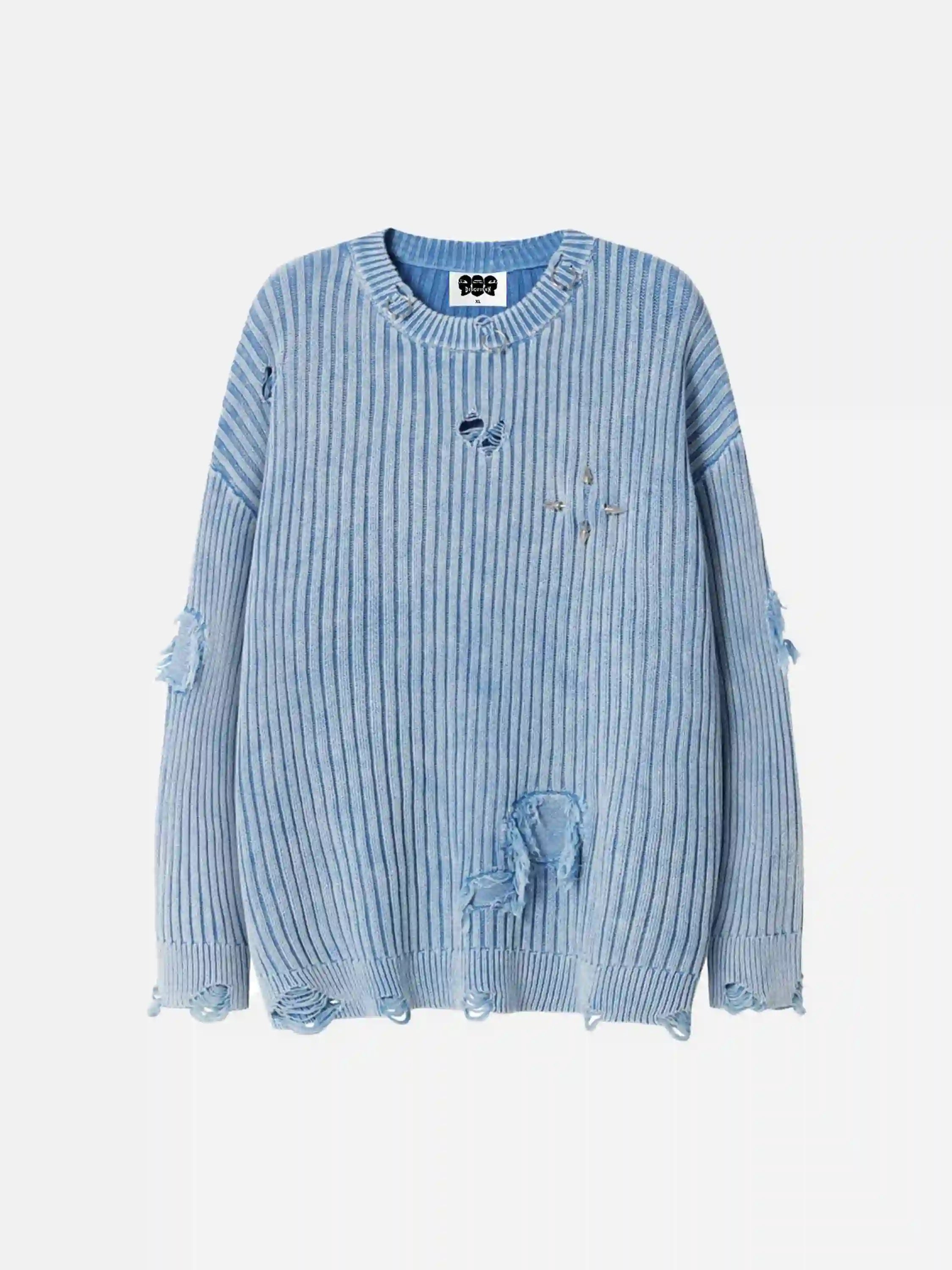 Disguisen Distressed Ripped Rivets Sweater