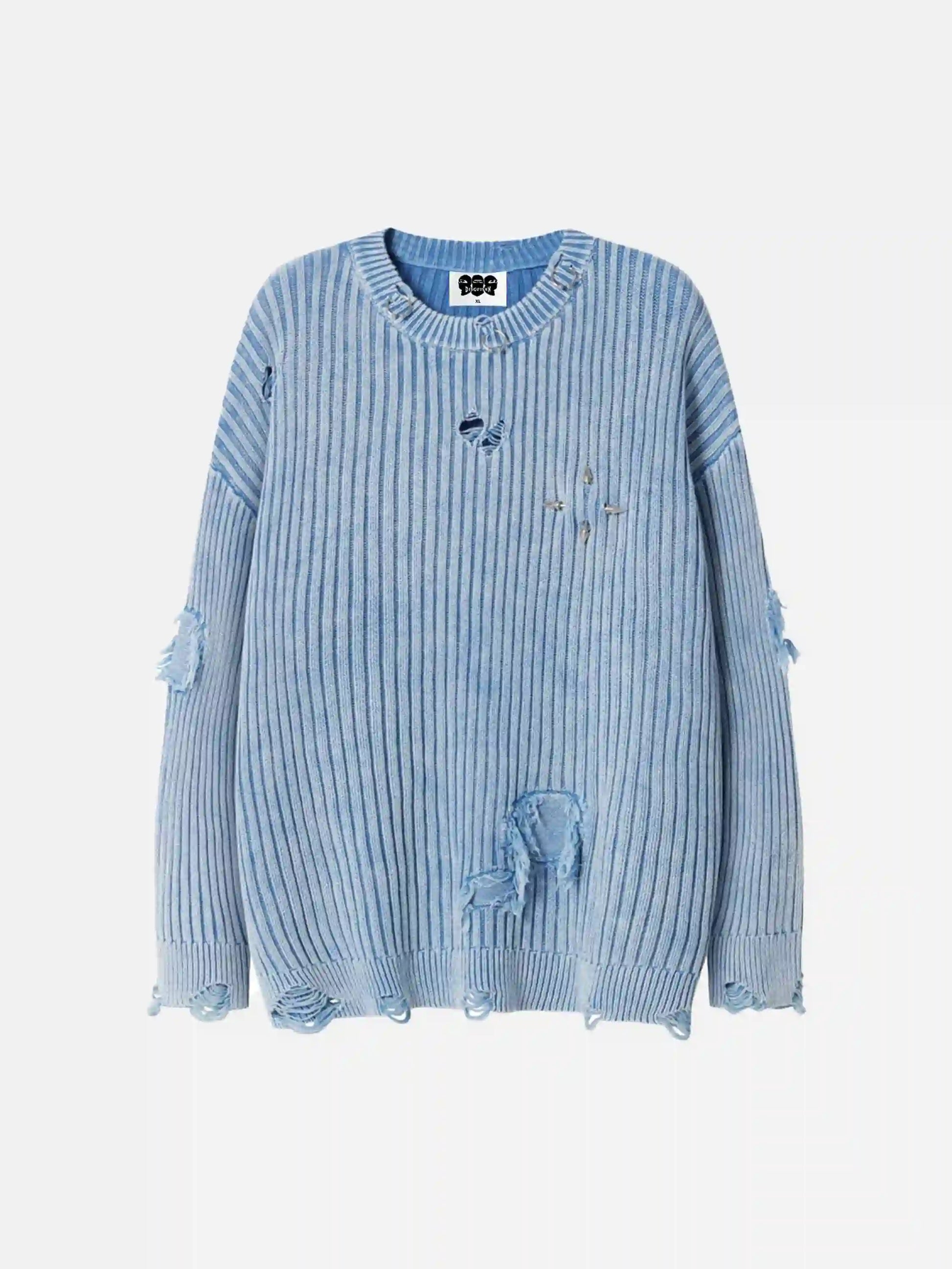Disguisen Distressed Ripped Rivets Sweater